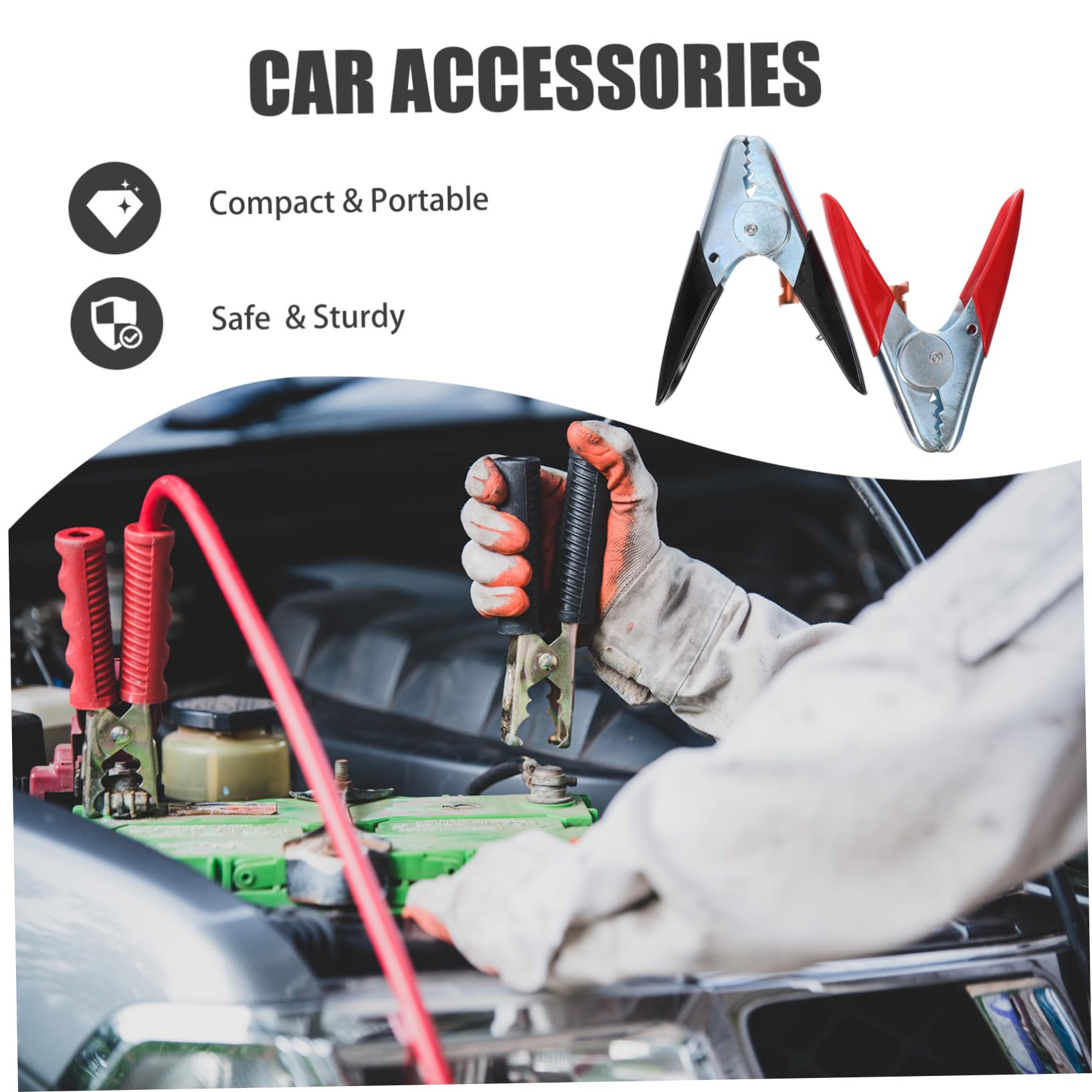 Pinces de Batterie Crocodiles Alliage Métallique Polyvalentes pour Démarrage Auto Électroménager Usage Urgence Voiture