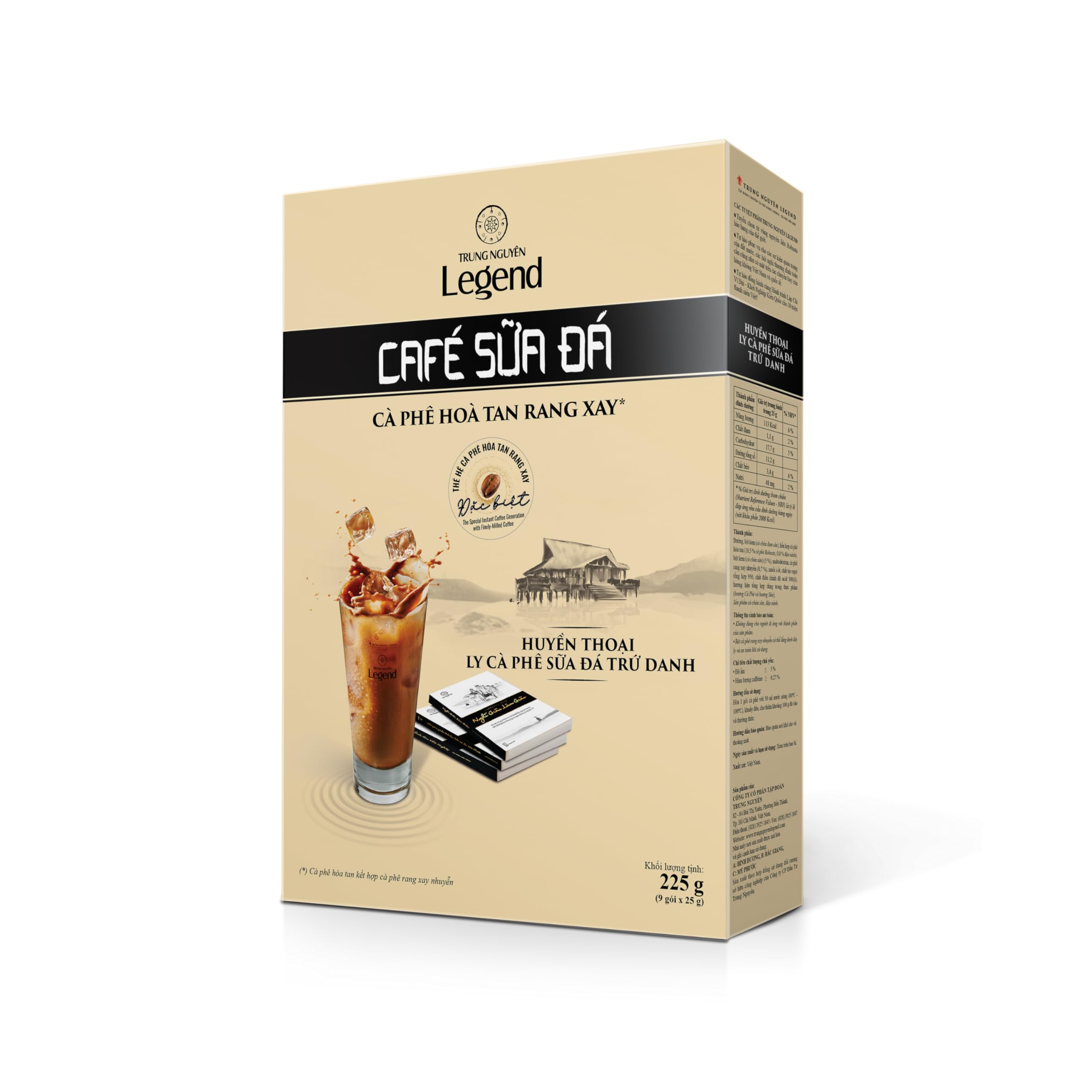 TRUNG NGUYEN LEGEND CAFE SUA DA Premium Instant Coffee for Energy Boost by NANO+ Technology, Non-Dairy Creamer, Coffee Mix - Strong and Pure Vietnamese Instant Coffee (9 Packets/Box)