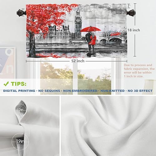 Miniatura 5 de Shrahala Cenefas de cocina en lienzo con pintura al óleo, vista de la calle del río Londres, puente de autobús, media ventana, tratamiento de