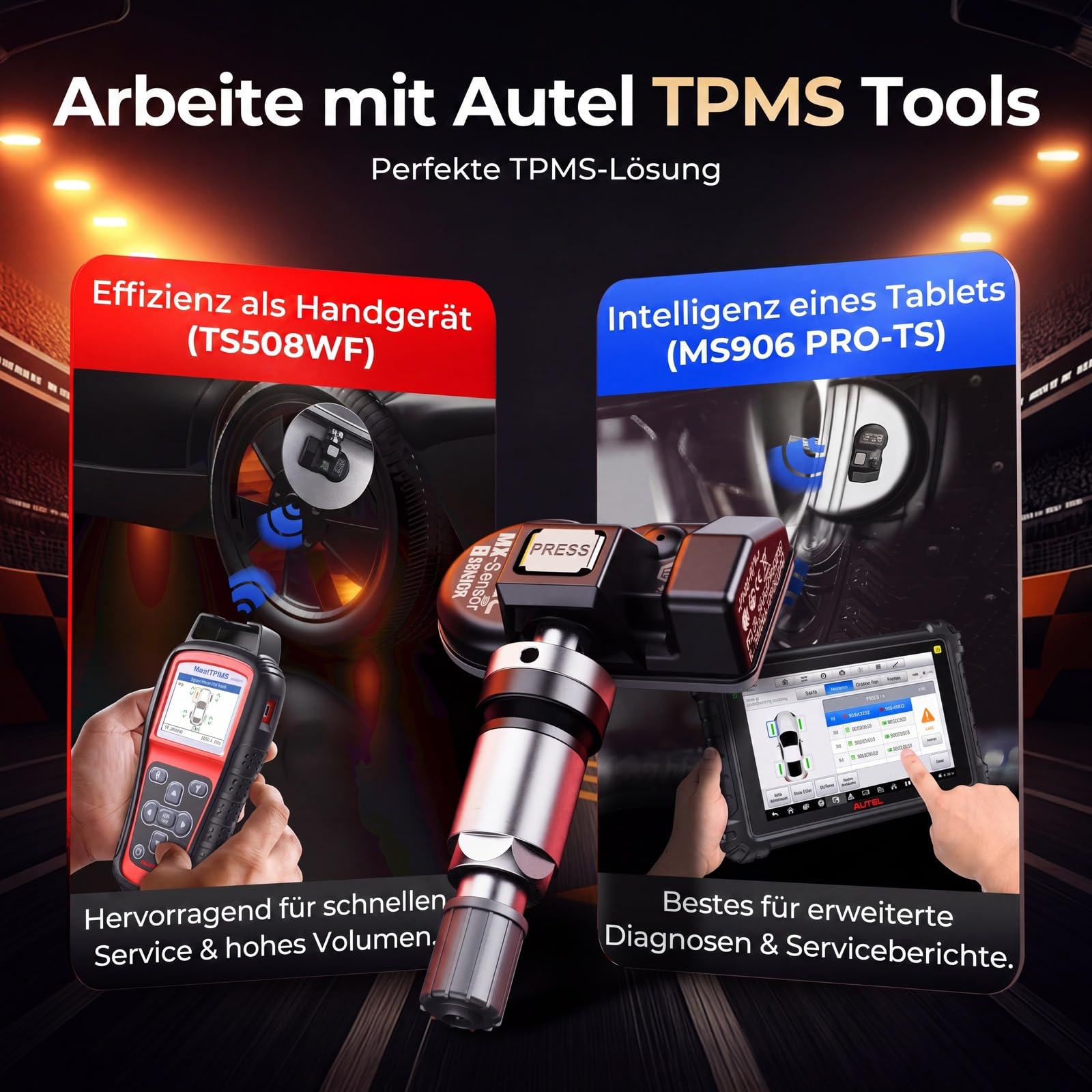 Autel RDKS 2 in1 MX-Sensor Dual-Frequenz, OE-Niveau TPMS-Sensoren für 99% Autos, 100% Programmierbarer Reifensensor, Funktioniert mit TS408S TS501Pro TS508WF TS601 TPMS Werkzeug(Gummiventil, 1 Stück)