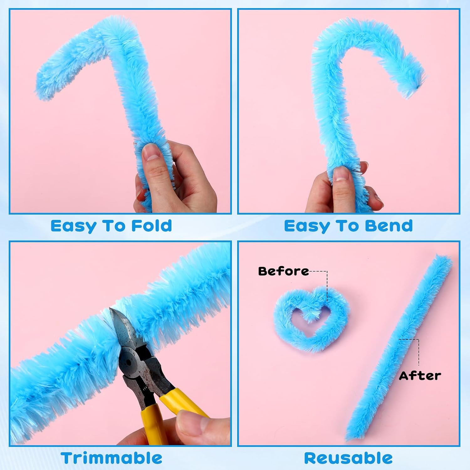 Hotop 30 Pcs Extra Thick Pipe Cleaners 30mm Chenille Stems Jumbo Pipe Cleaners Supplies for Beginners DIY Supplies Decorations(Blue,12 Inches)