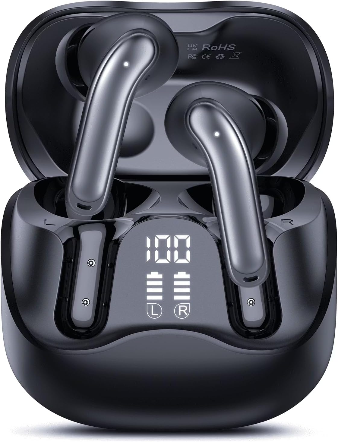 Wireless Earbuds, Adaptive Hybrid ANC with 6 Mics ENC Clear Call Earbuds, Hi-Res Audio Deep Bass Bluetooth 5.4 Headphones, 48H Playtime Noise Canceling Earbuds, Wireless Charging