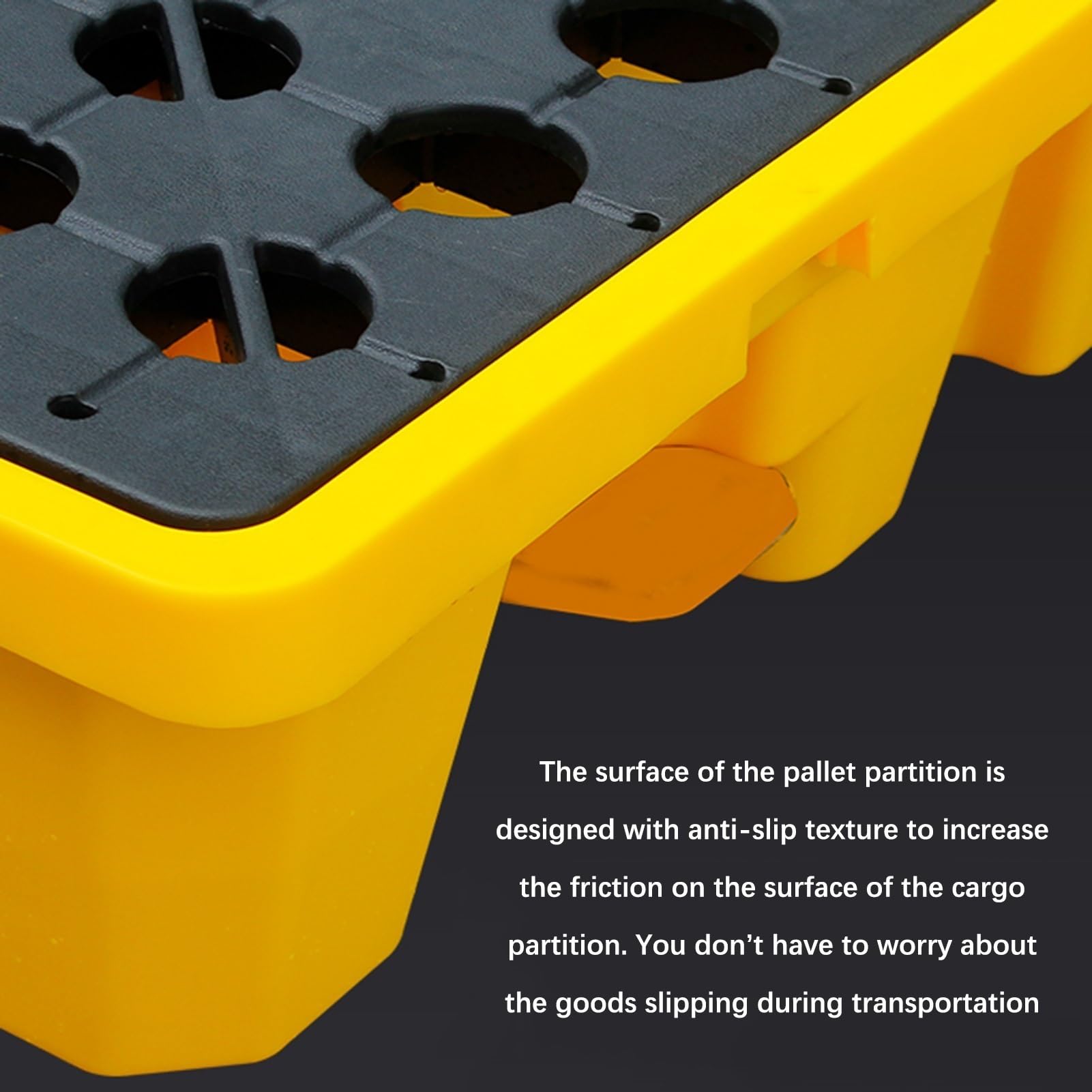 Plateforme modulaire de rétention des déversements - Bac de rétention d'huile Durable en polyéthylène Jaune et Noir, Solution de Stockage Industriel étanche pour Un Nettoyage et Un