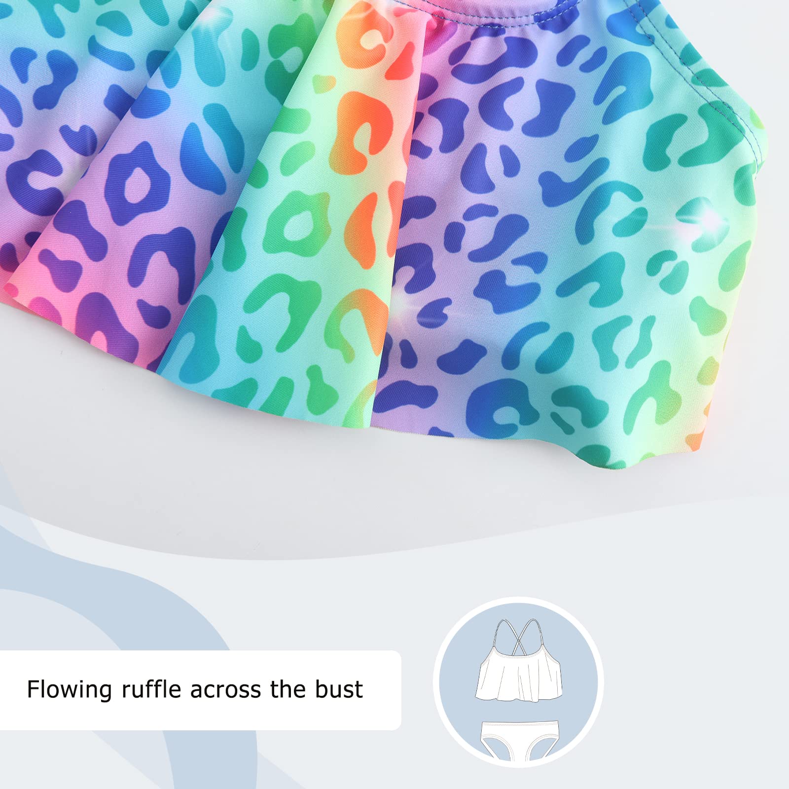 Bikini para niña de 2 piezas con volantes hawaianos florales, traje de baño para niñas de 3 a 16 años