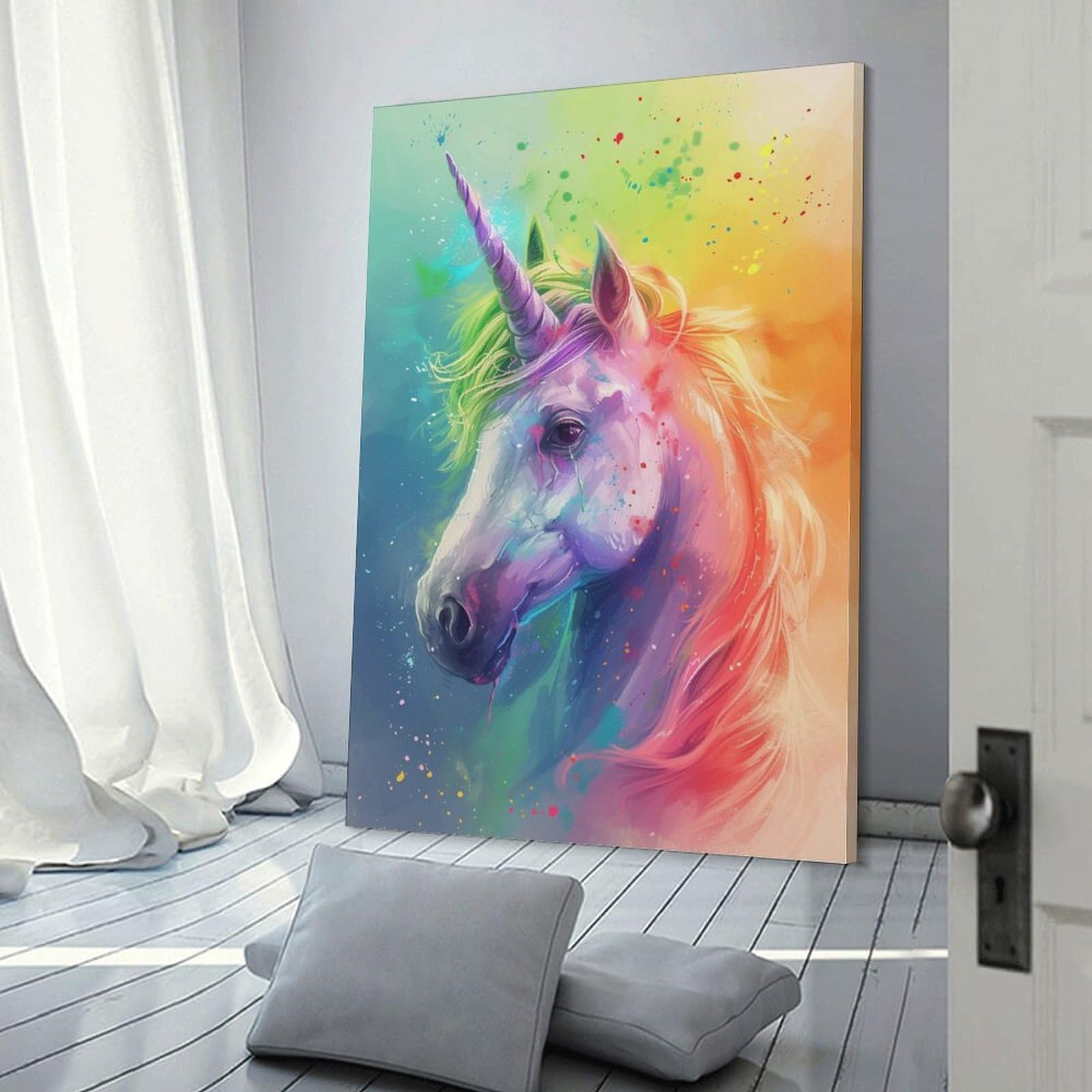 Amazon.co.jp: 絵画 カラフルなユニコーンインテリア 絵画 動物