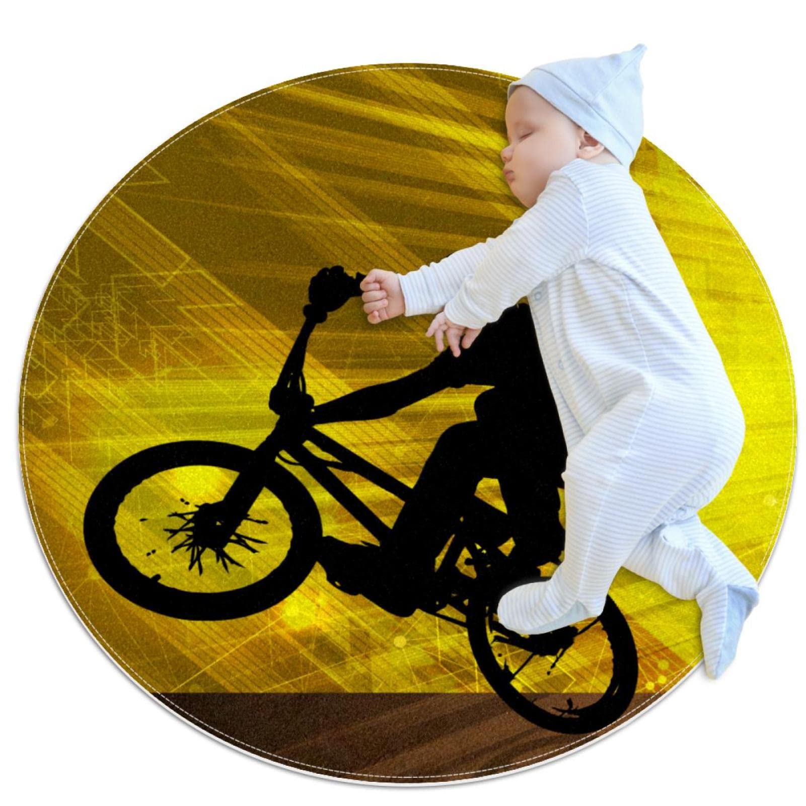 Tapis ronds mous antidérapants cyclisme vélo sport 100x100cm anti-chute salon