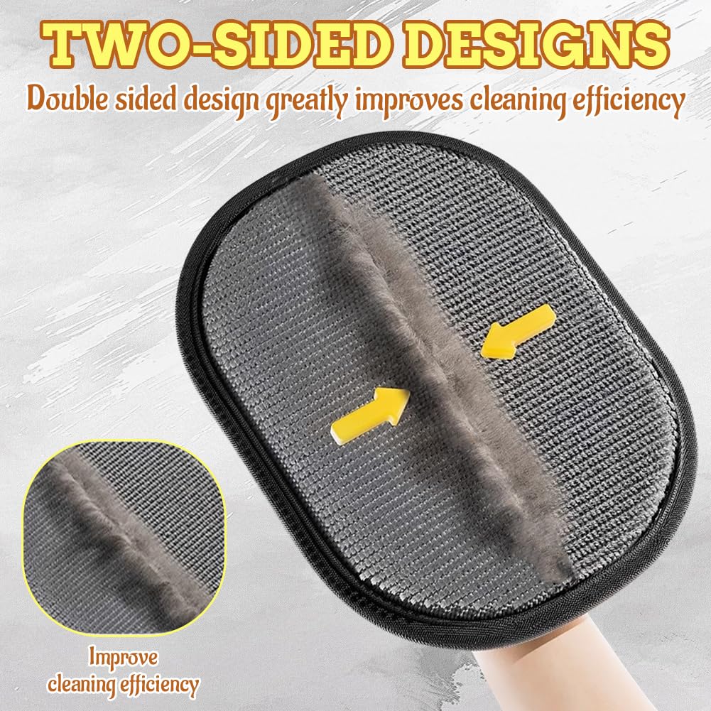 AMFUN 2PCS Guanti per Gatti e Cani Bifacciali, Guanti Antistatici per La Rimozione Dei Peli di Animali, Rimuovi Peli di Gatto, Guanto Magnetico in Pelliccia