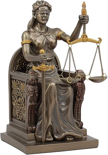 Miniatura 2 de Ebros Gift Figura de ley y orden judicial de 8 pulgadas de alto, escultura de diosa griega La Justica en acabado de resina de bronce sintético