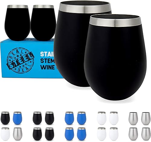 Vasos de vino irrompibles de acero inoxidable copas de vino de campamento sin tallo, sin tapas, frescas para exteriores, juego de 4 copas de vino de