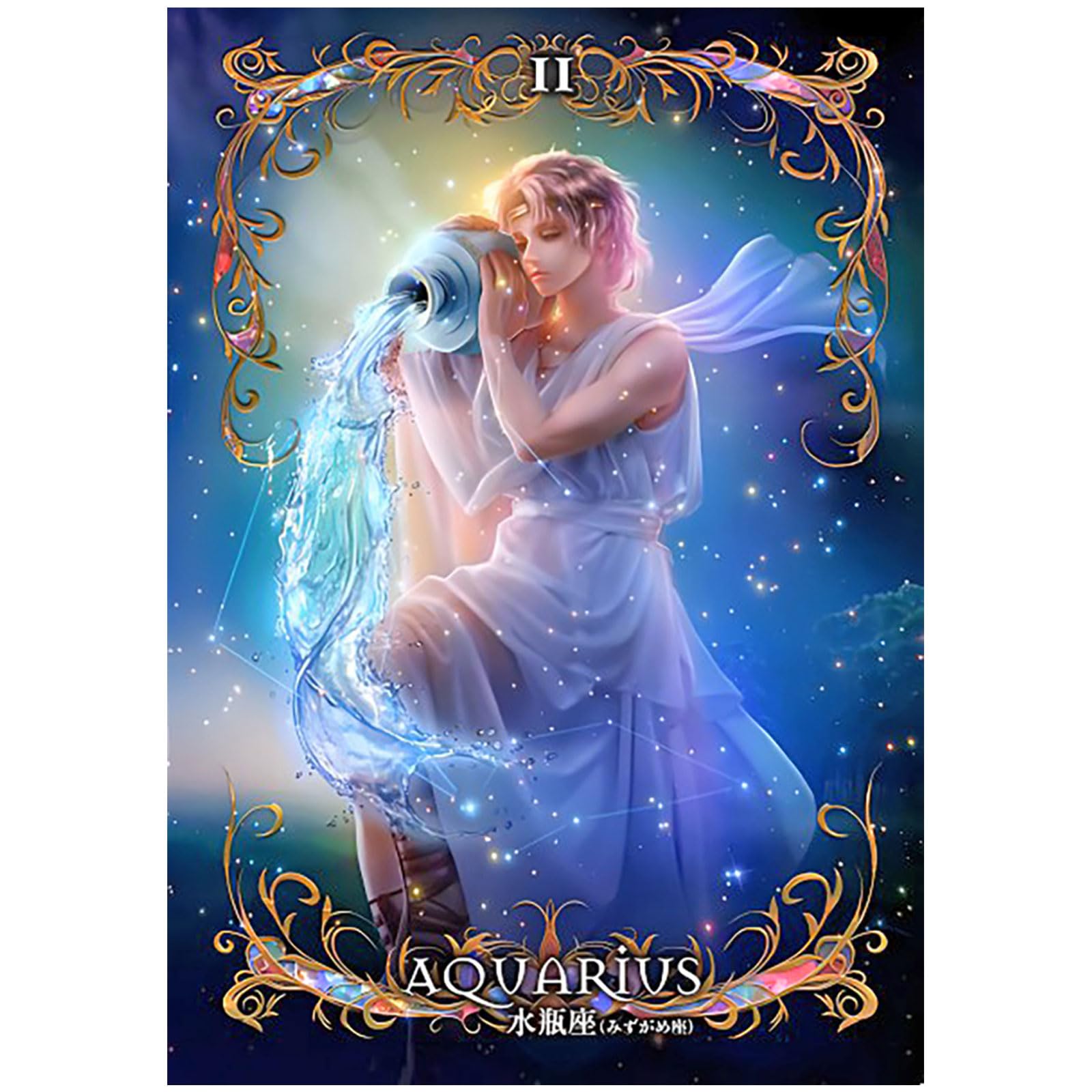SHEGZHUC Diamond Painting Zodiac Sign Aquarius 30 x 40 cm 5D Diamond Painting Zodiac Sign Aquarius Adult Glitter Diamond Painting Art Embroidery Cross Stitch Pictures Gift Wall Decoration