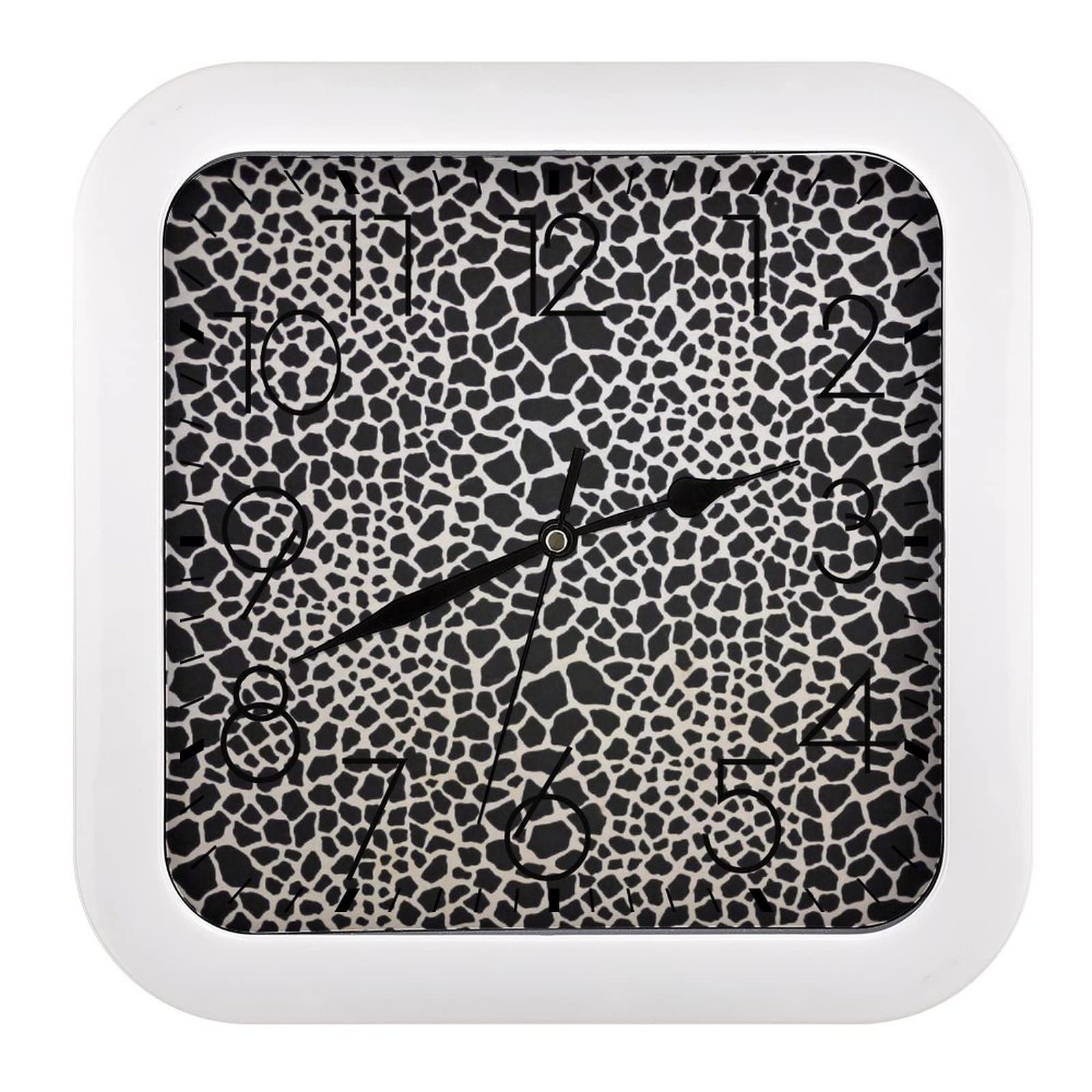 Horloge murale carrée animaux lisible avec ses grands chiffres de 26cm