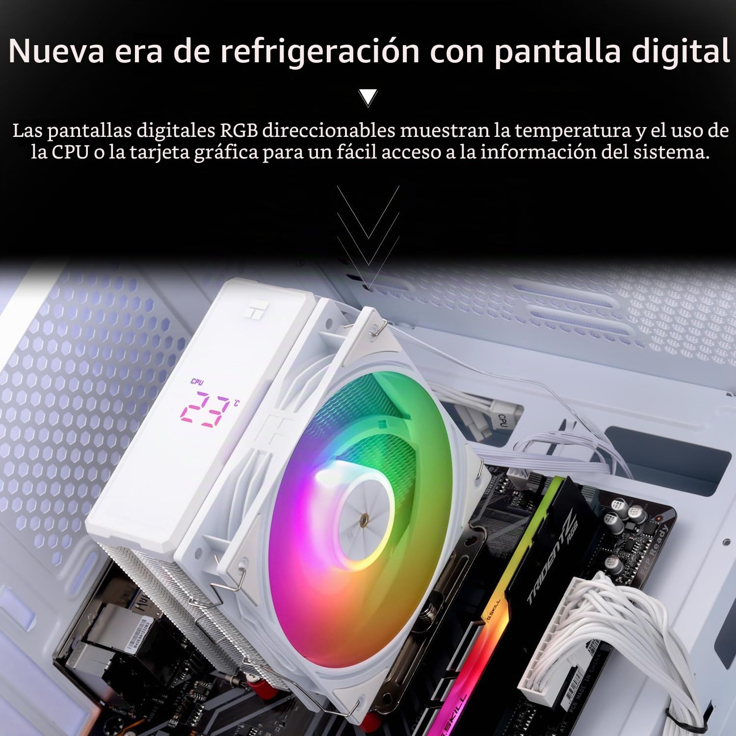 TR Assassin X 120R Digital ARGB Negro Enfriador de cubierta superior de pantalla digital, TL-P12-S PWM Enfriador de aire silencioso, compatible con AM4/AM5, Intel LGA1851/1700/115X/1200