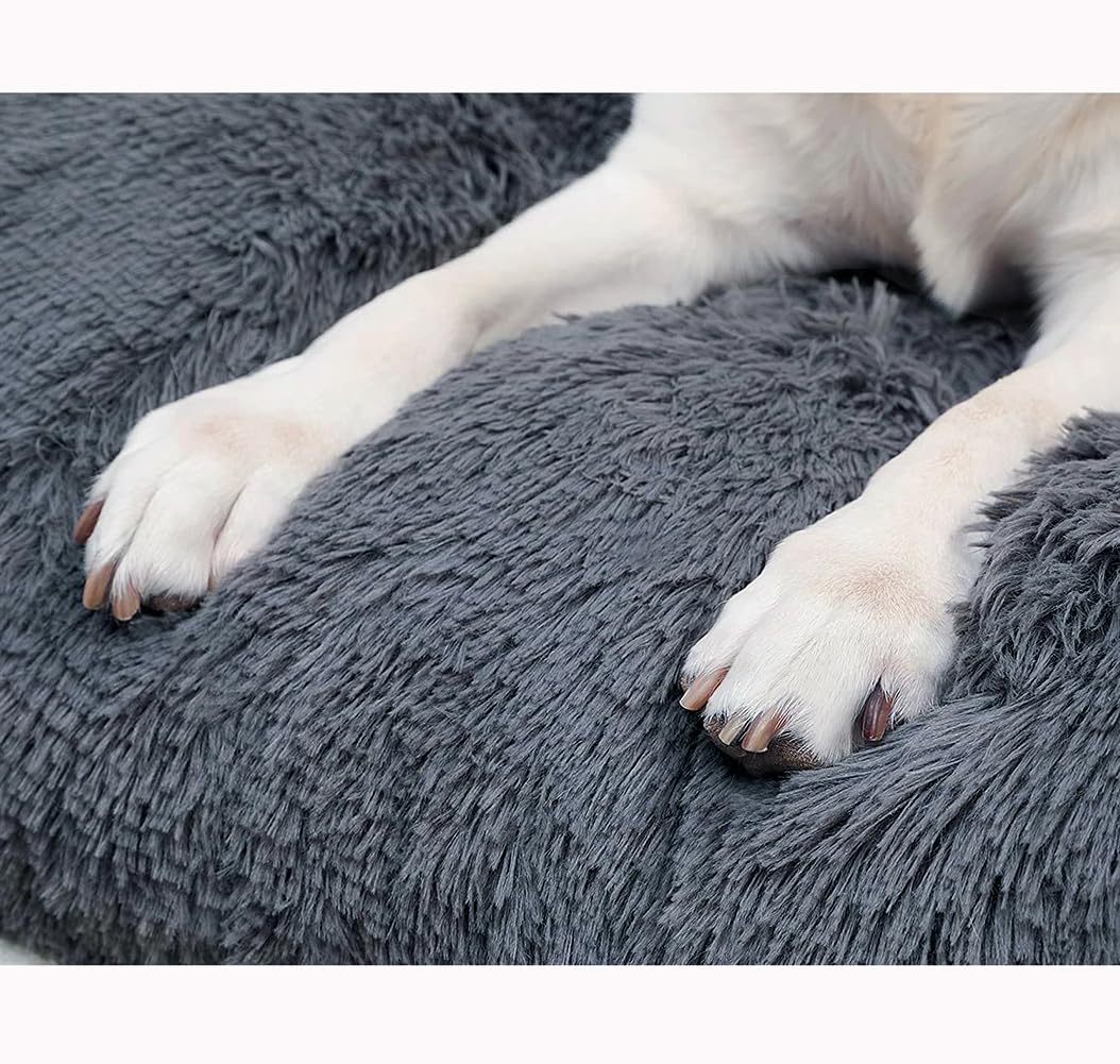 Hundebett Waschbar,Plüsch Flauschig Hundekorb Hundebett,Haustierbett,Hundesofa,Hundekissen,Rutschfestes Hundematte,Weich & Bequem,für Kleine,Mittlere Große Hunde Katzen,Dunkelgrau
