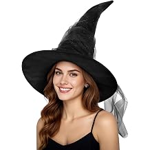 JEGERMIG Hexenhut f r Damen Samt ger scht Maskerade  bergro  breite Krempe Party-Halloween-Zubeh r