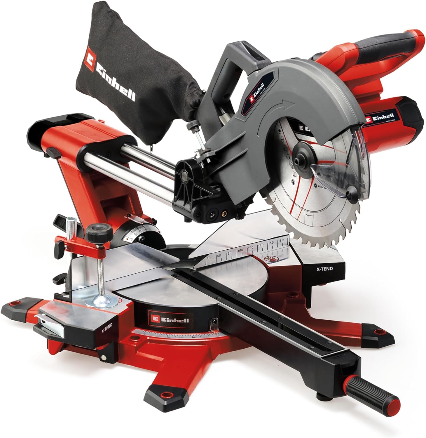 Einhell Sierra de tracción, vaivén e inglete con batería TE-SM 36/10 L Li-Solo Power X-Change (36 V, hoja de sierra 254 mm, 3800 rpm, función de tracción suave, láser de línea de corte, sin batería)