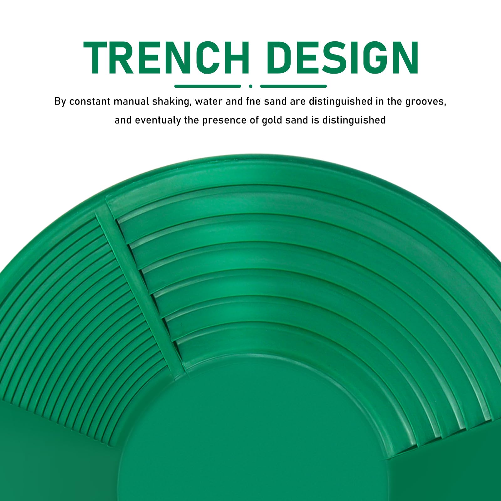 Kit D'orpaillage Gold Pan 38,5 x 8,5 cm Casserole Plastique pour Lavage Tamis Prospection Minière (Vert)