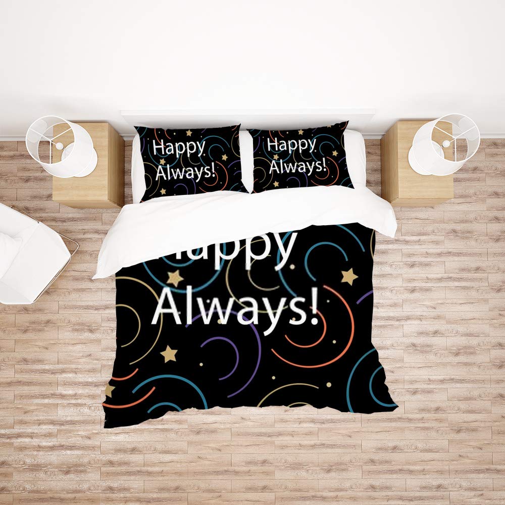 Parure de lit anti-plis et facile d'entretien Happy Always housse de couette 3 pièces simple