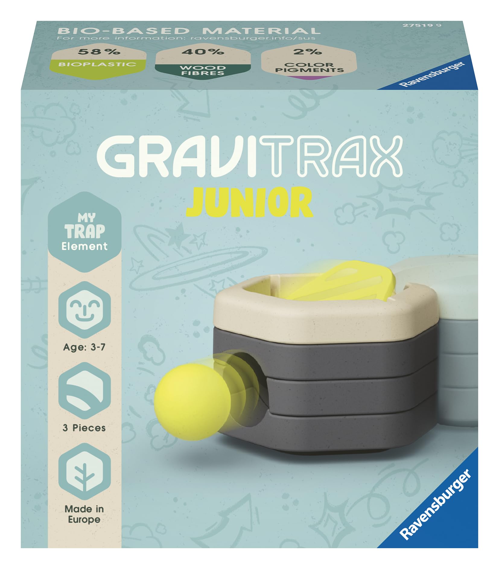 Ravensburger GraviTrax Junior Starter-Set XXL & GraviTrax Junior Element Trap - Erweiterbare Kugelbahn für Kinder