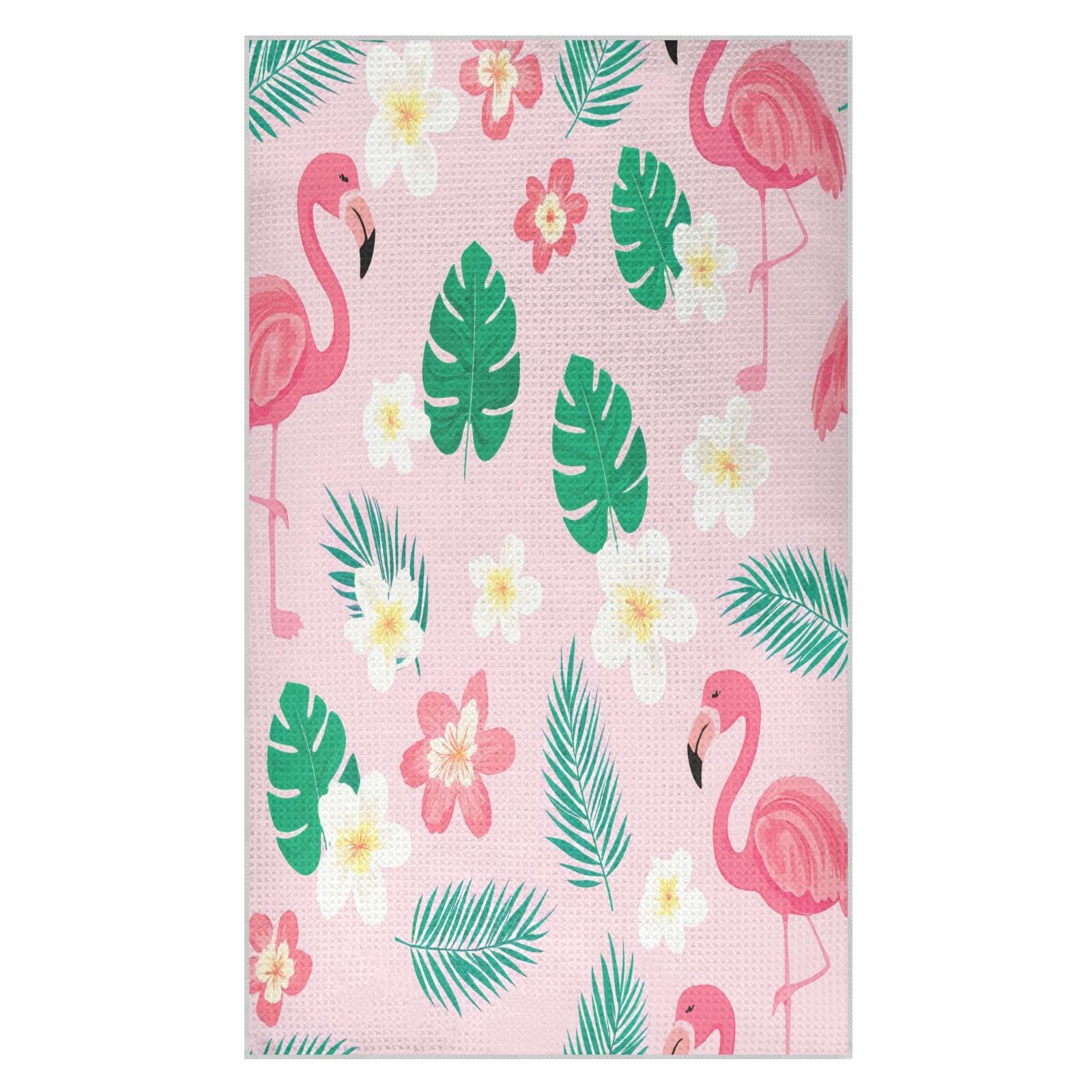 JiangGgen Cartoon Flamingo Kitchen Towels 2-Pack Soft Absorbent Dish Towels