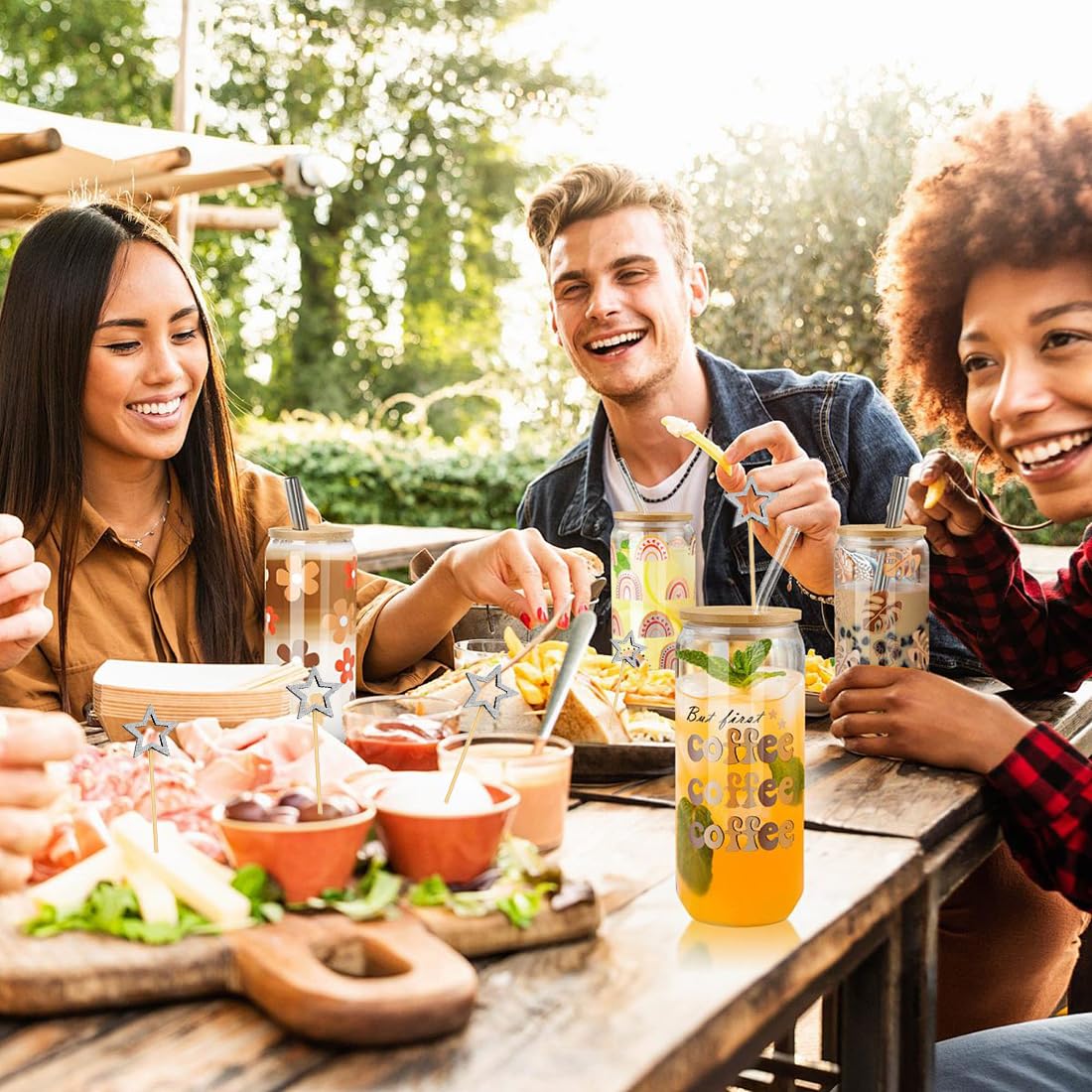 50 Pezzi Stuzzicadenti Decorativi, Stecchini per Aperitivo, Stuzzicadenti da Cocktail Stella Argento, Bastoncini da Cocktail di Natale, Decorazioni per Cibi e Bevande per Feste di Compleanno