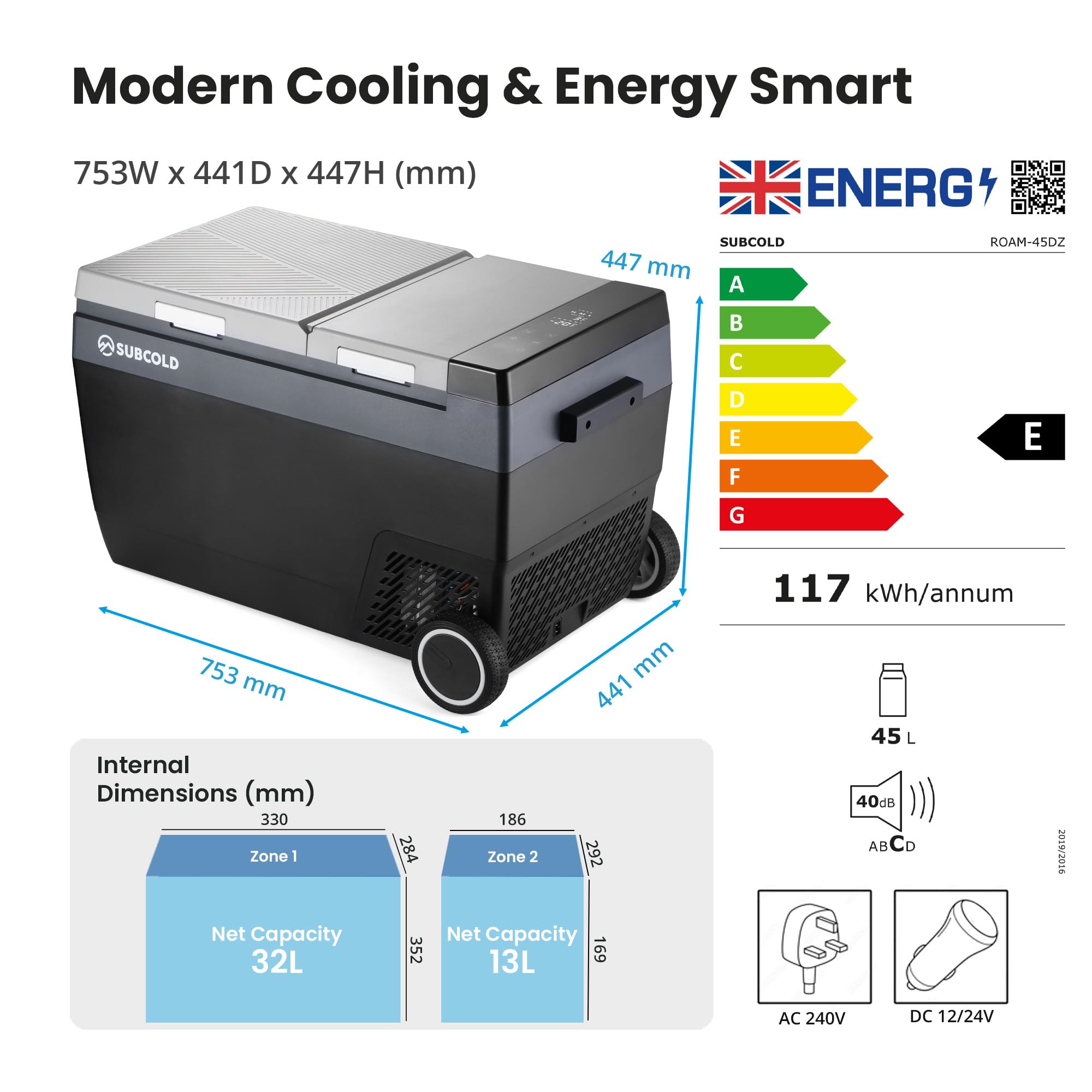 Subcold Roam45DZ Portable Car Fridge Freezer 45L – 12V/24V/240V Compressor Cooler with App Control, Eco/Max Modes, Battery Protection, Low Noise 44dB – for Cars, Camping, Road Trips & Off-Grid Use — view 14