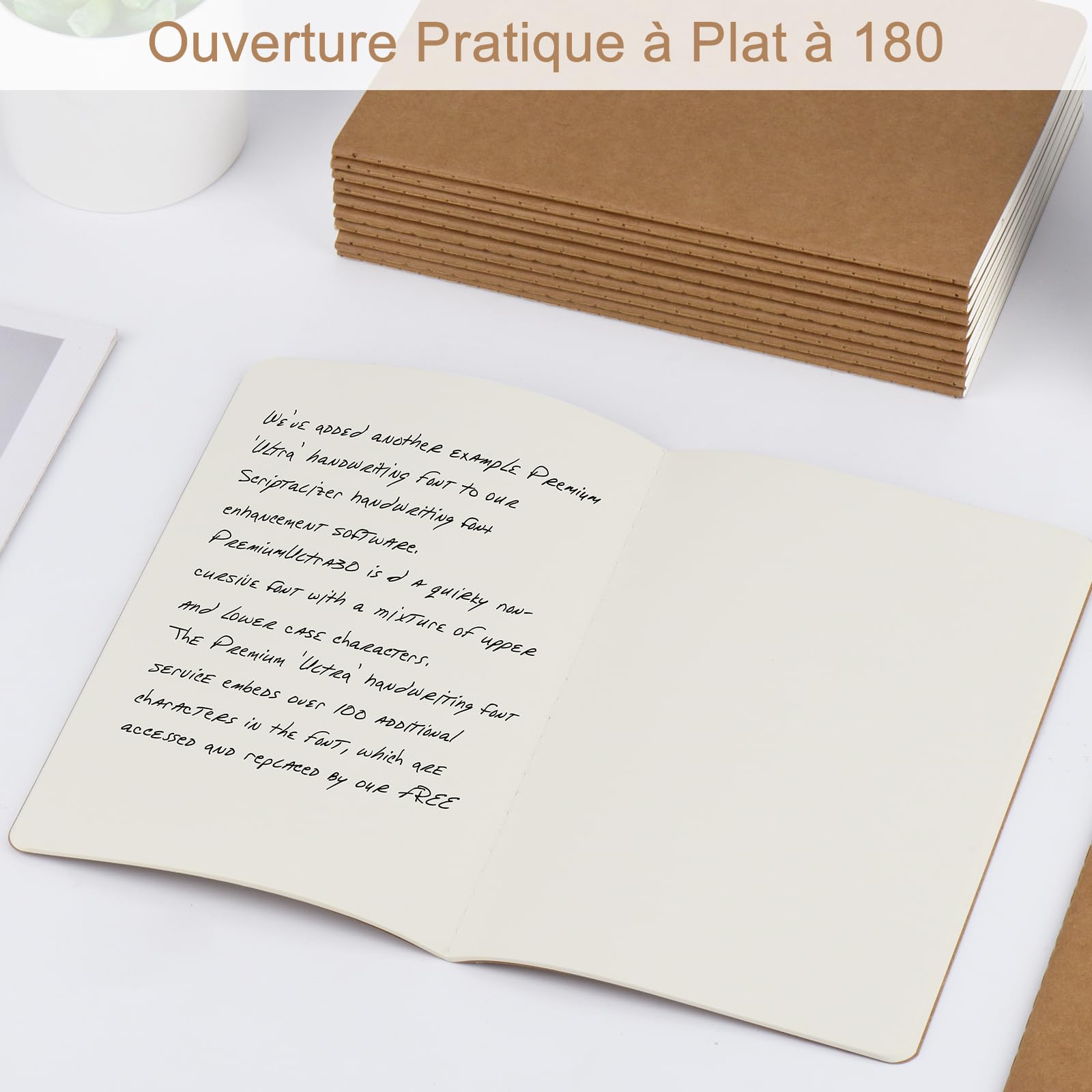 ZCZN A5 Cahiers Lignés Kraft 60 Pages par Bloc，Lot of 48 Blocs Carnet de Notes，80 gsm，Bloc Note Carnet Dessin，30 Feuillets Vierge