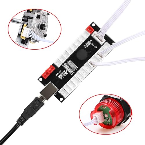 Miniatura 3 de Hikig - Juego de 2 juegos LED de arcade (2 x codificadores USB, 2 x joysticks de arcade y 20 x botones de arcada para Raspberry Pi y Windows)