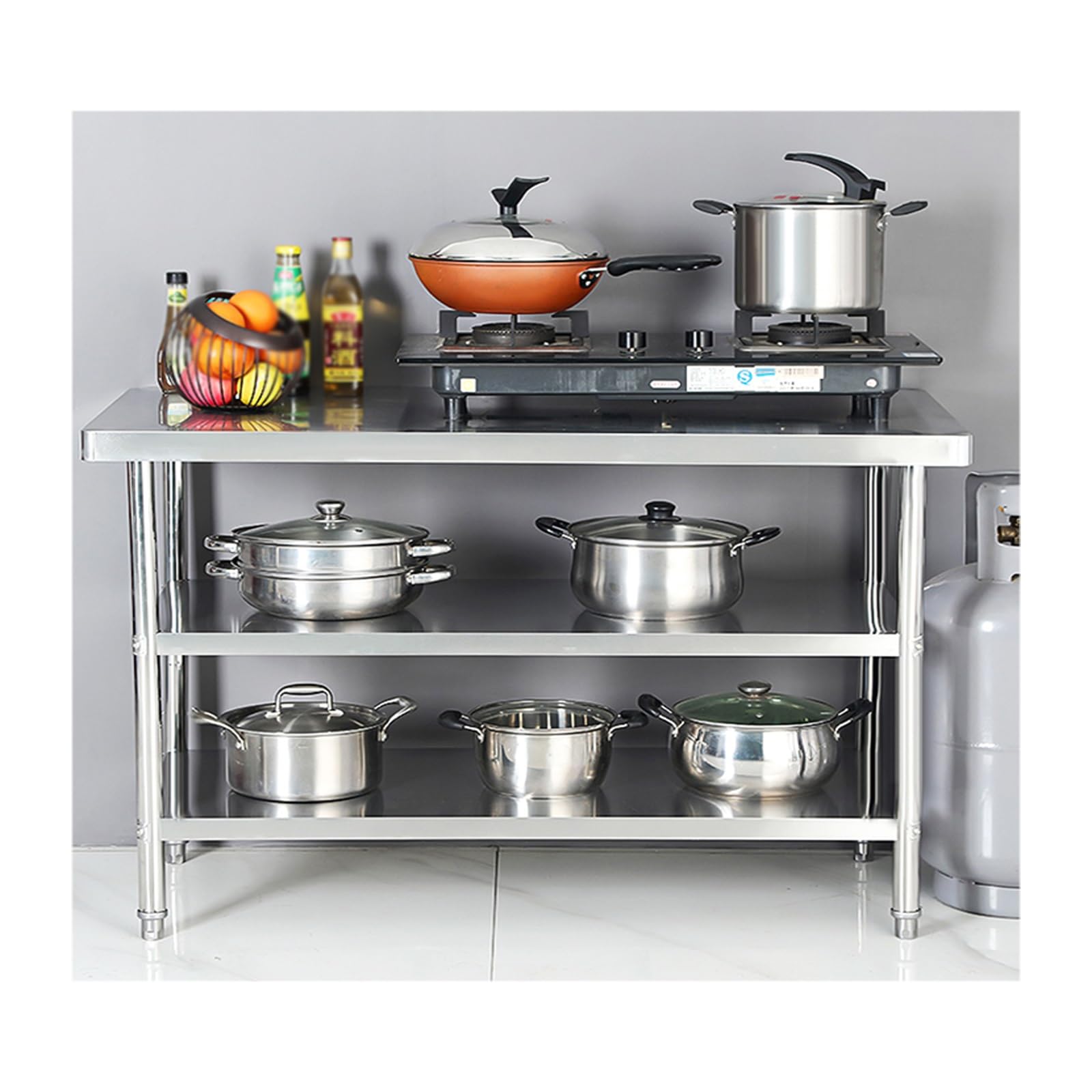 kitchen prep table, Easy To Clean, Load-bearing Capacity, Adjustable Table Legs(100 * 40 * 80cm/39.3 * 15.7 * 31.5in)
