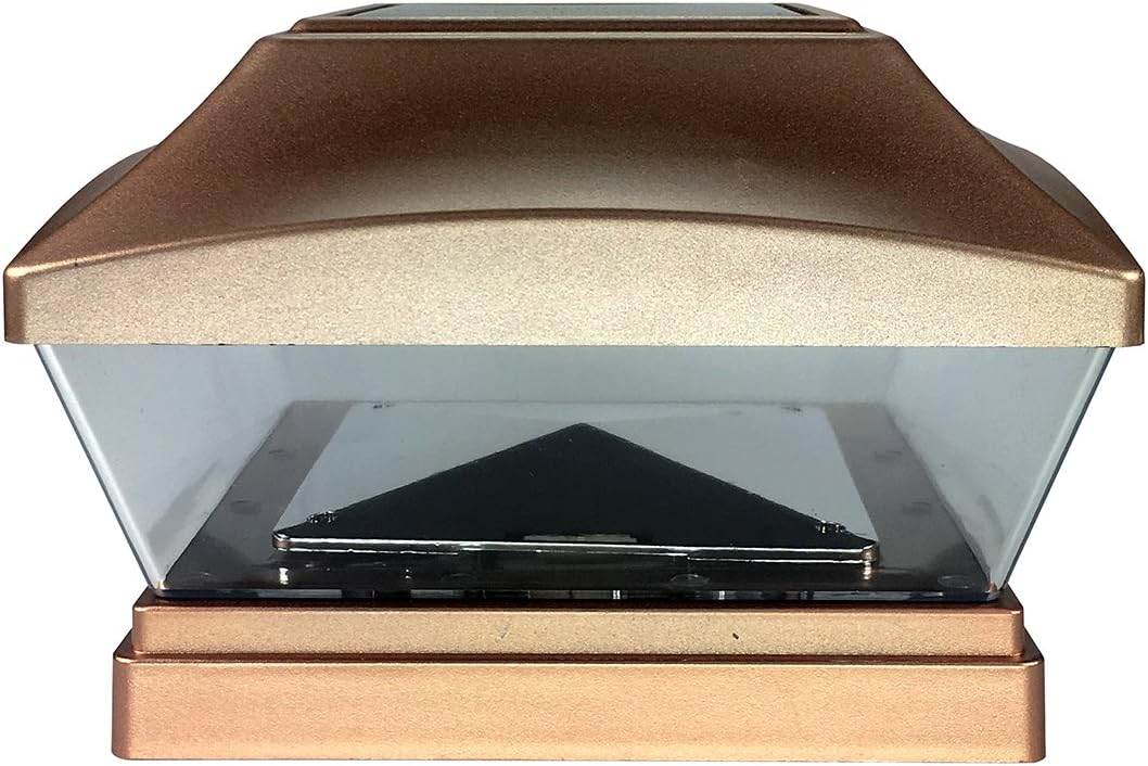 6x6 Copper Post Cap Light Solar Powered LED Bright SMD 28 Lumens, 6-inch, Set of 2