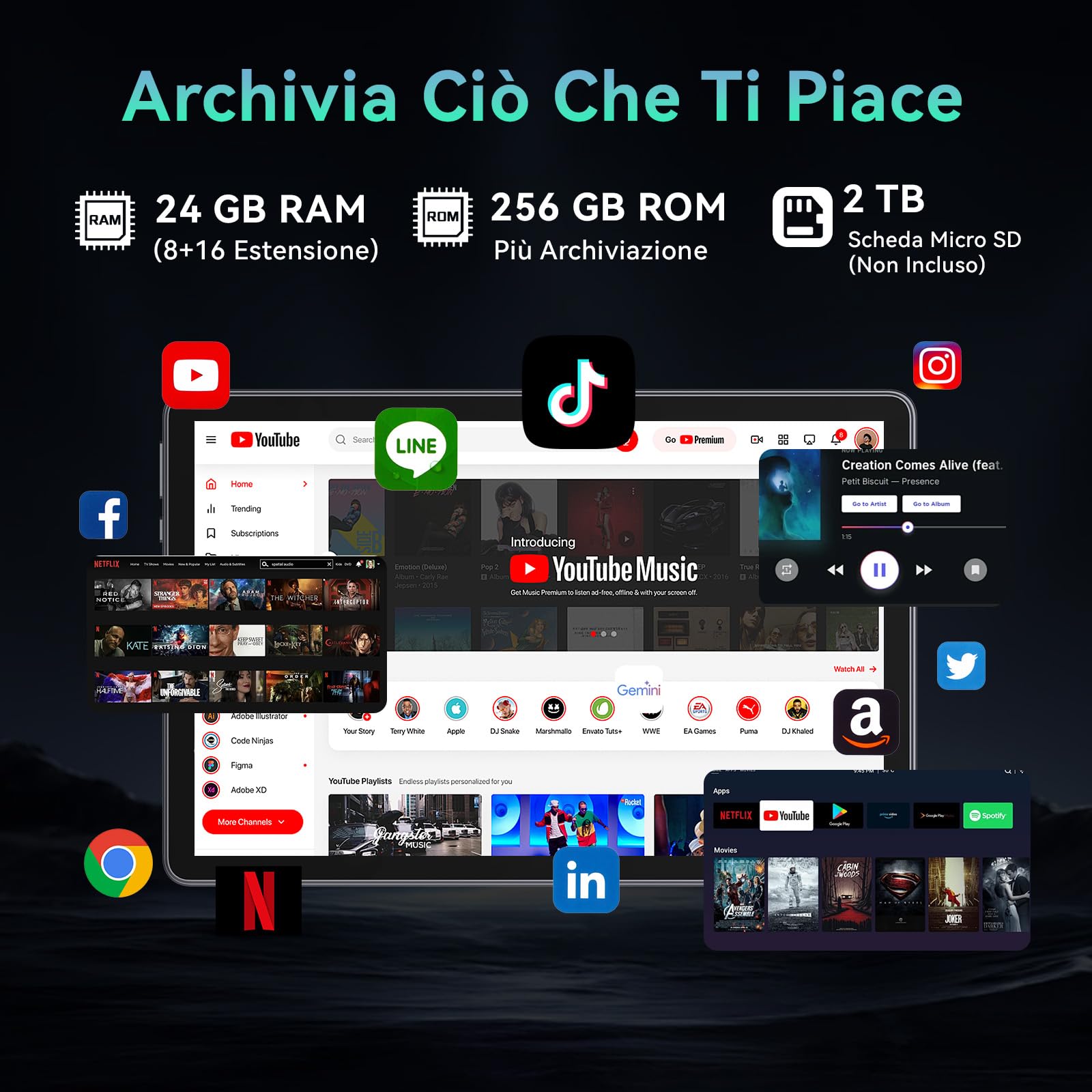 Tablet 11 Pollici con Gemini AI, Tablet Android 16 con Cover, Mouse & Tastiera, Octa-Core, 24 GB RAM + 256 GB ROM + 2 TB TF, 1920x1200 Display HD, 90 Hz, Fotocamera Doppia 8MP + 13MP, 8000mAh (Grigio)