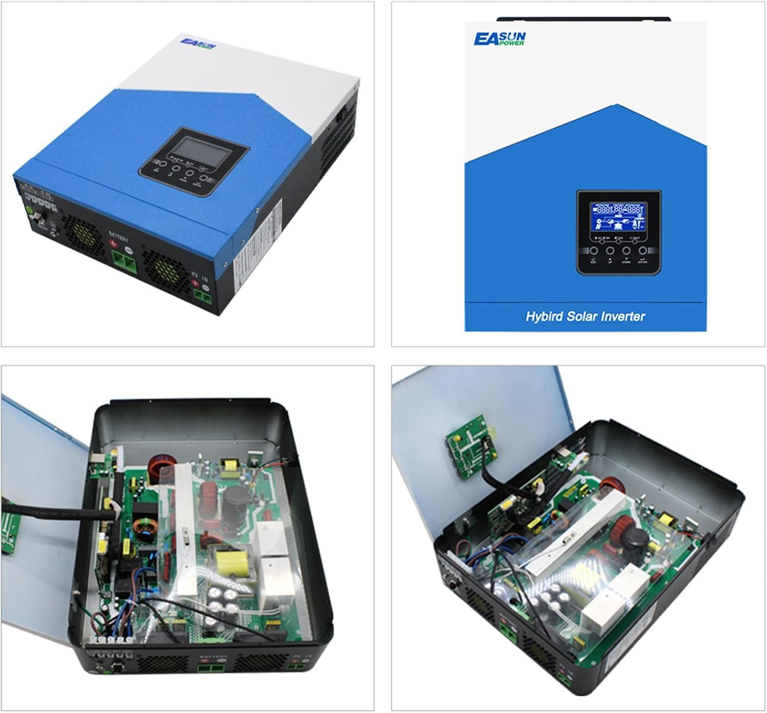 3,2 kVA 3 kW Hybrid Wechselrichter, Solar Wechselrichter mit PV 55–430V Off Grid reinem Sinus, 24V DC auf 230V AC, mit WLAN-Modul, solar inverter mit 80 A MPPT, AC-Ladegerät für AGM- und GEL-Batterien