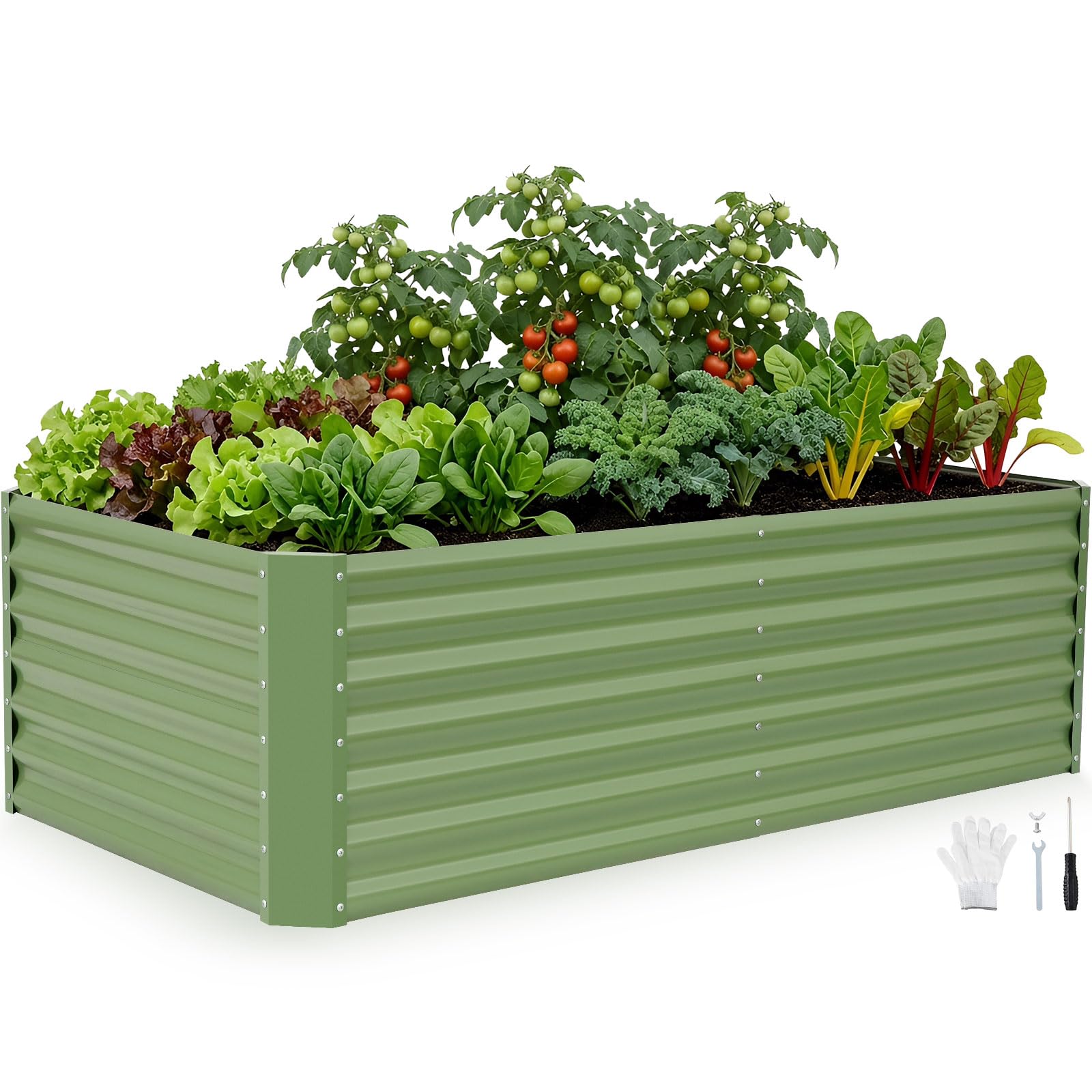 INNO STAGE Jardinière surélevée galvanisée - 180 x 90 x 53 cm - Jardinière surélevée en métal pour l'extérieur - Grands parterres surélevés en acier pour légumes et fleurs - Jardinières d'extérieur