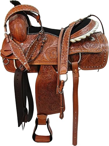 Miniatura 2 de Western Trail Saddle Pleasure - Juego de tachuelas de cuero con herramientas florales para caballos, 15, 16, 17, 18 con cuello de pecho y riendas