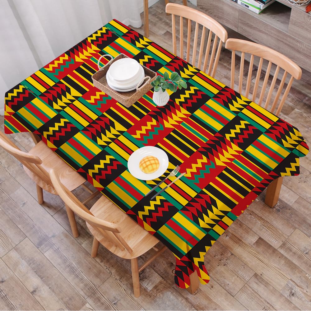 DALEXHM Table Cloth Wipe Clean Rectangular, wipeable tablecloths,Dining Table Cover for Kitchen Outdoor Garden Table,African Fabric Pattern,54x72 in