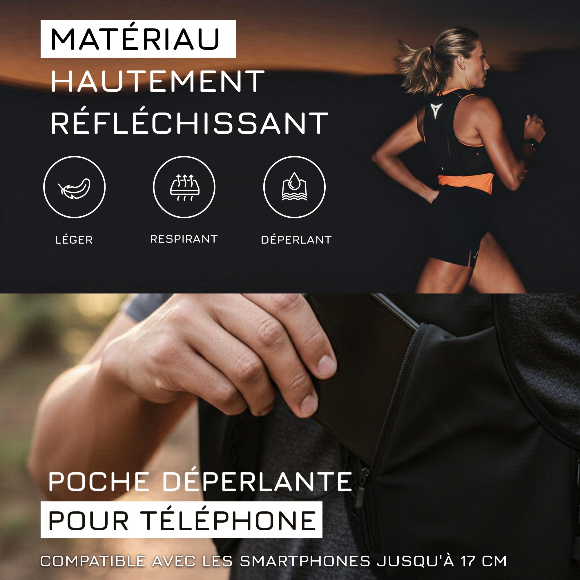 Gilet de course pour homme et femme ultra léger - Gilet de course avec gourde de 500 ml - Gilet d'hydratation pour la course à pied - Sac à dos de course