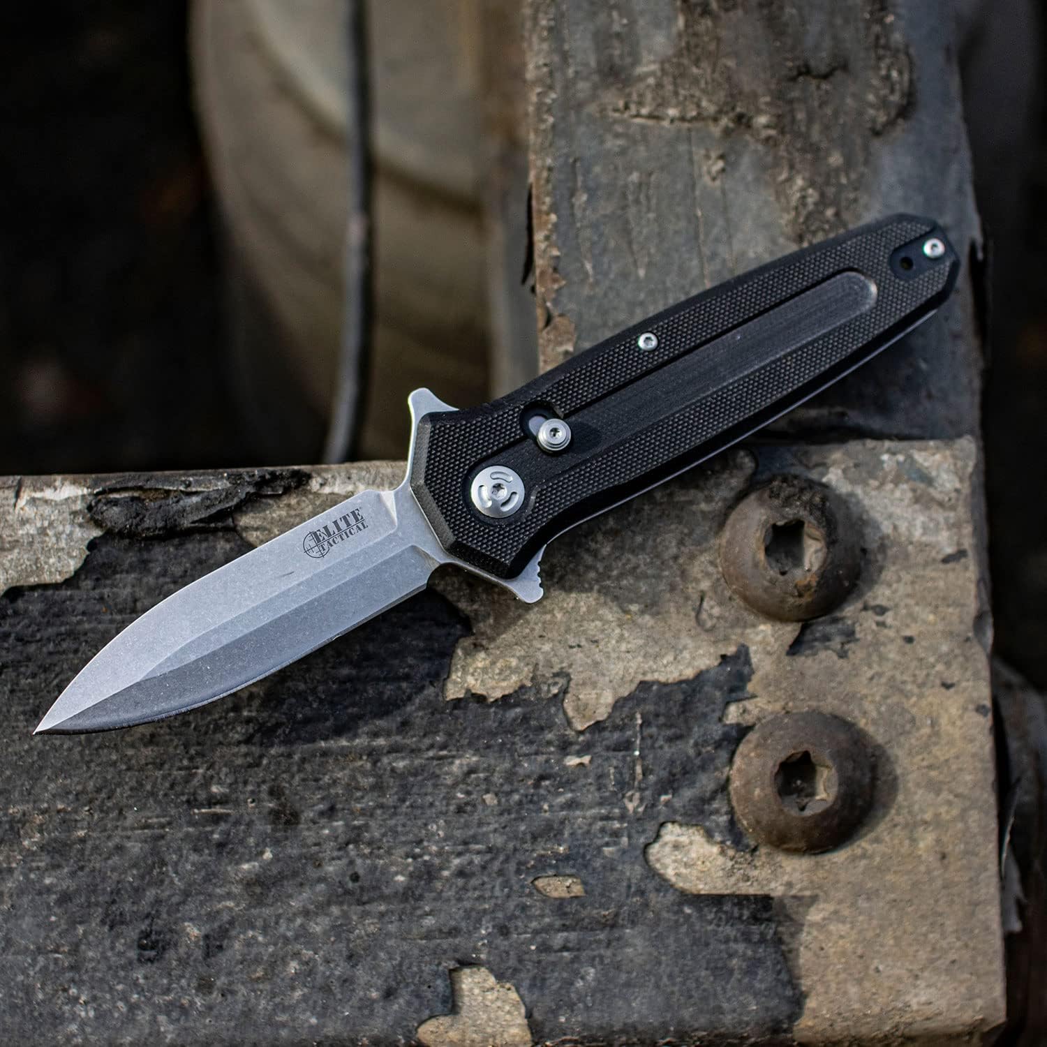 Elite Tactical - Manual Folding Knife w/D.L.M. - INCOG - Spear Point Blade, D2 Steel, Ball Bearing Pivot, S.S.D. Single Stage Deployment, G10 Handle w/Reversible Pocket Clip, EDC, ET-FDR017