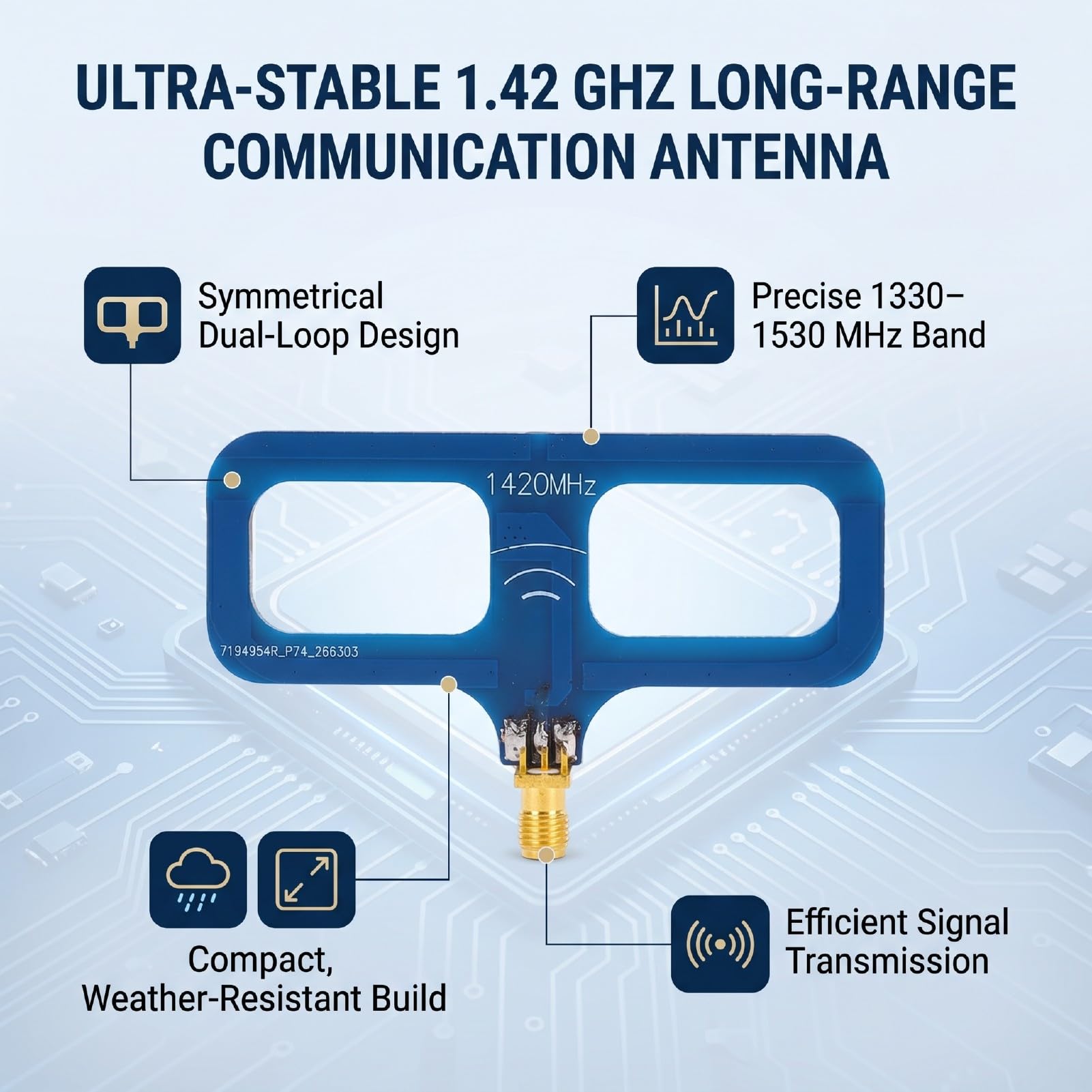 RF da 1,42 GHz, Ad Anello PCB SMA 1330-1530 MHz, con Segnale VSWR Basso da 4,6 DBi 50 W per Dispositivi Remoti di Radioastronomia SDR (Spina femmina)