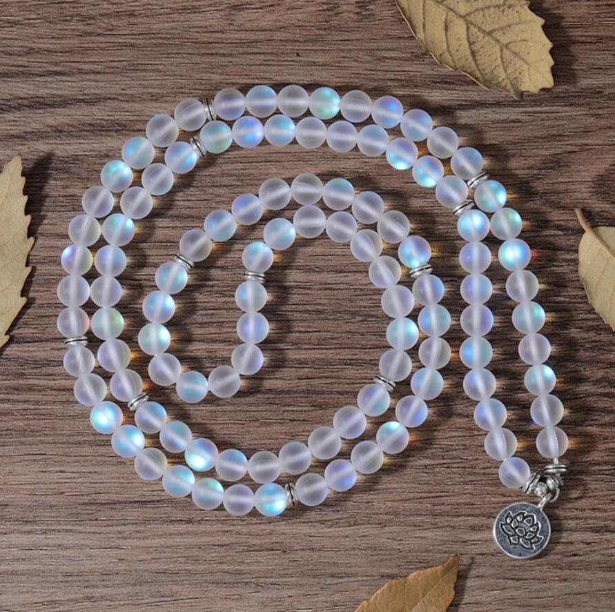 Miniatura 5 de Natural gemstone crystal bracelet, 108 mala beads Healing Prayer Praying Meditation Chakra Reiki Yoga bracelet, Aura Angel Quartz Crystal Beaded