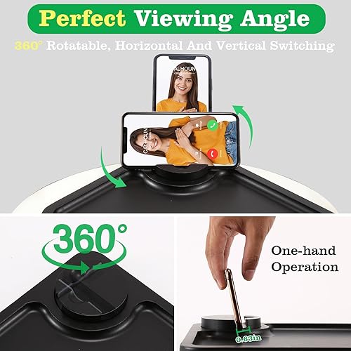 Miniatura 4 de Mesa de brazo para sofá, bandejas de TV plegables multifunción con soporte giratorio de 360 para teléfono y almohadilla, bandeja de mesa de sofá