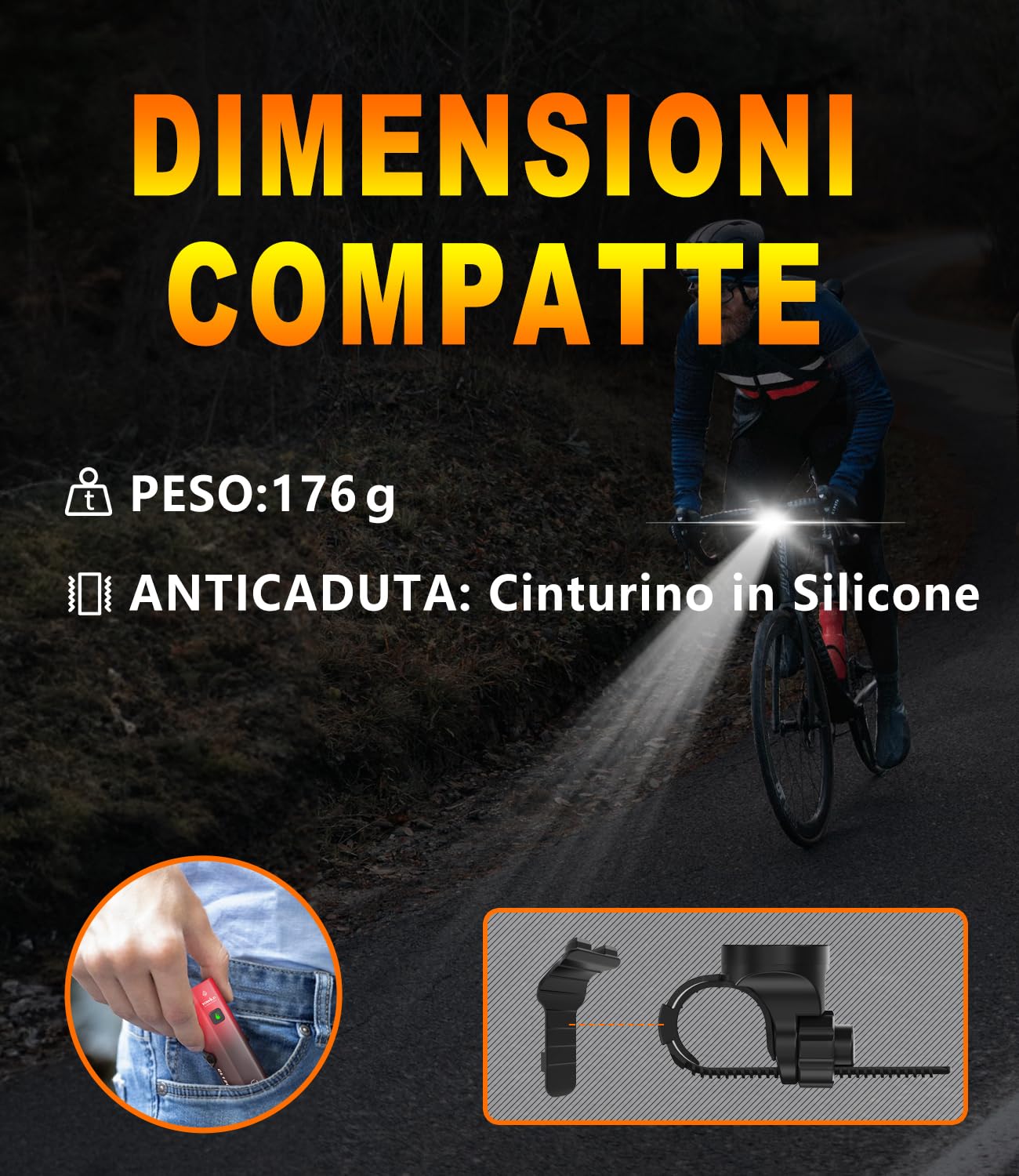 TOWILD Luce Anteriore Bicicletta Intelligente 1200 Lumen,Luci Bici Super Luminosi con Telecomando e Supporto computer da Bici,Faro Bici Impermeabili IPX6 Ricaricabili 5000 mAh per la Guida Notturna