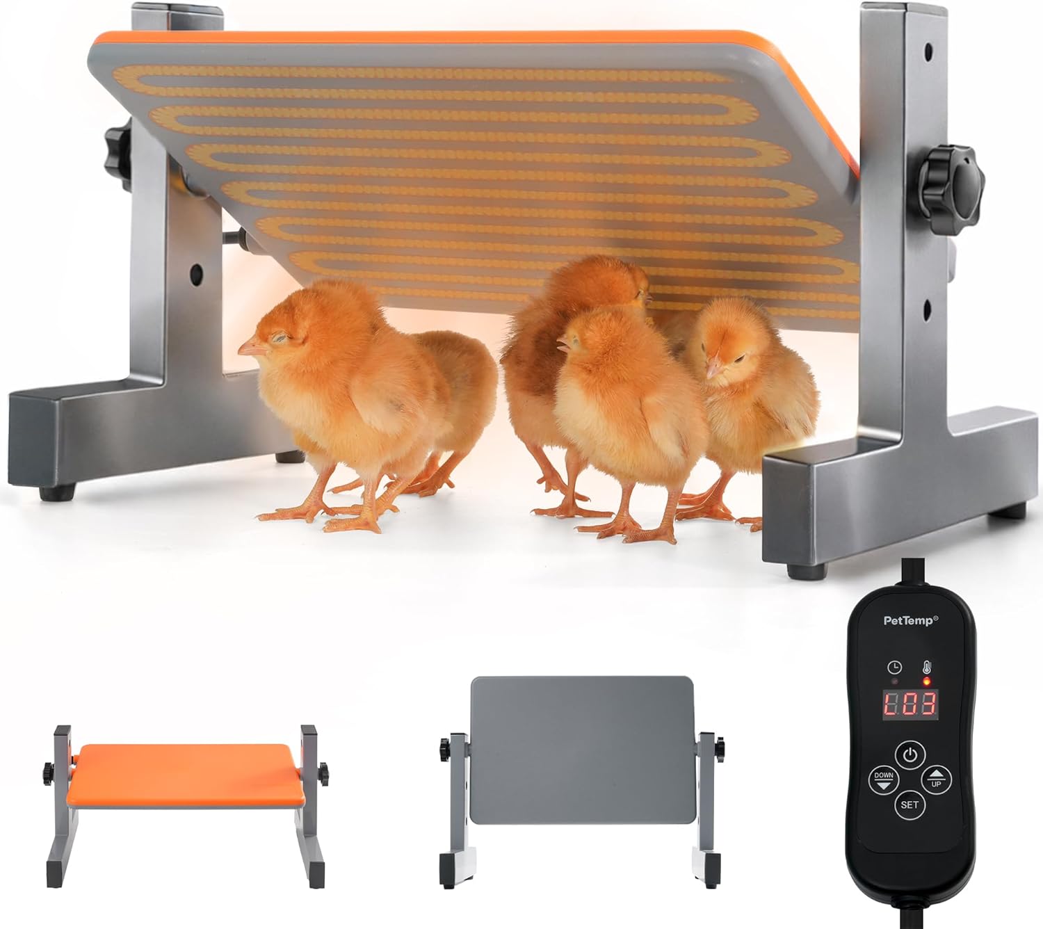 Smart Chick Brooder Heater with Digital Temp & Timer, Adjustable Height & Angle, Radiant Chicken Coop Heater for Winter, Rapid-Heating Plate for Ducklings, Quail, 35W, 13"x8" for 15 Chicks