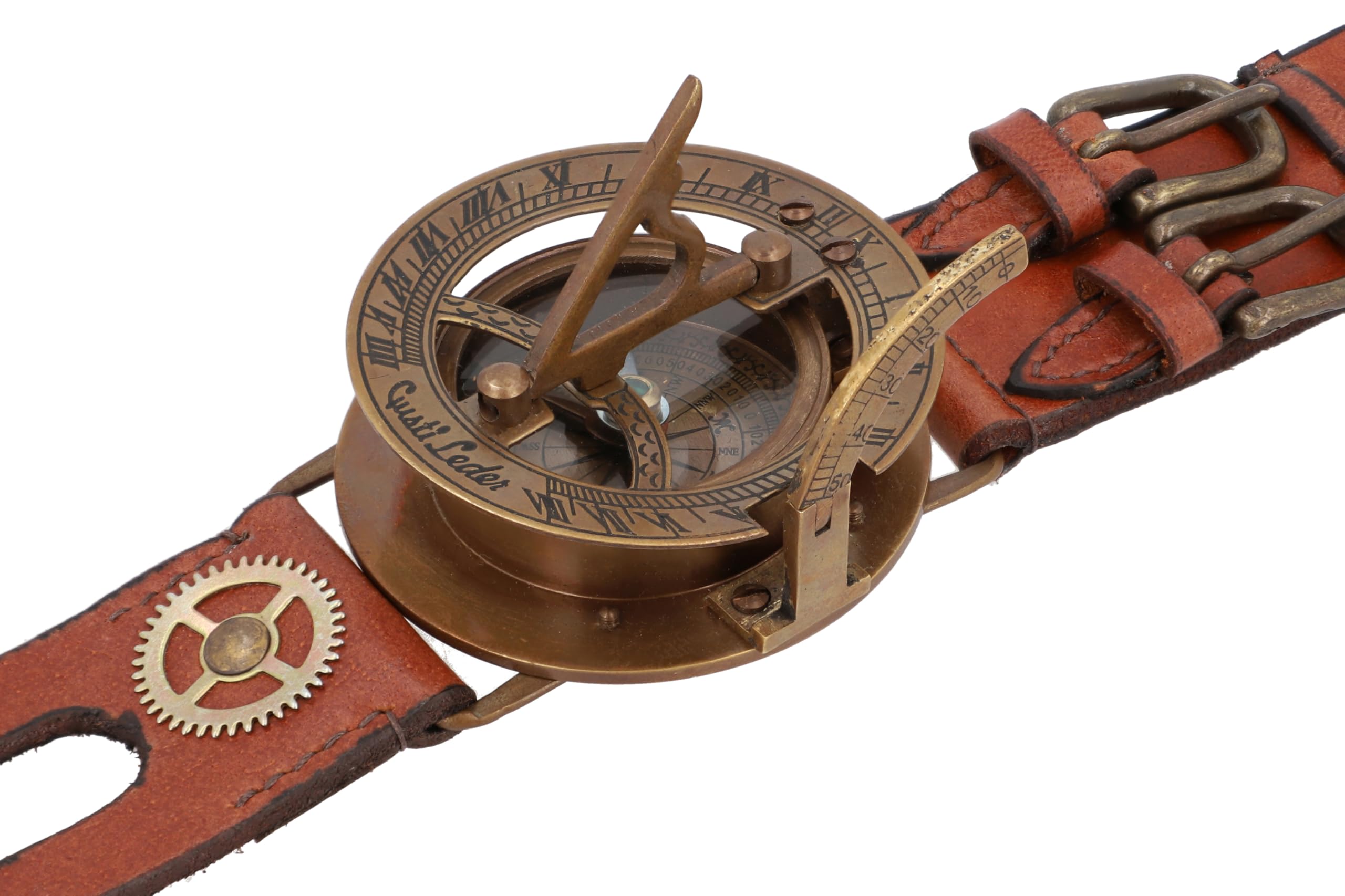 Medieval Replicas Reloj de Sol Brazalete Cuero Studio Dennis Steampunk Pulsera de Cuero de Búfalo Manilla Accesorio Moda Retro Unisex 2A22-24-10
