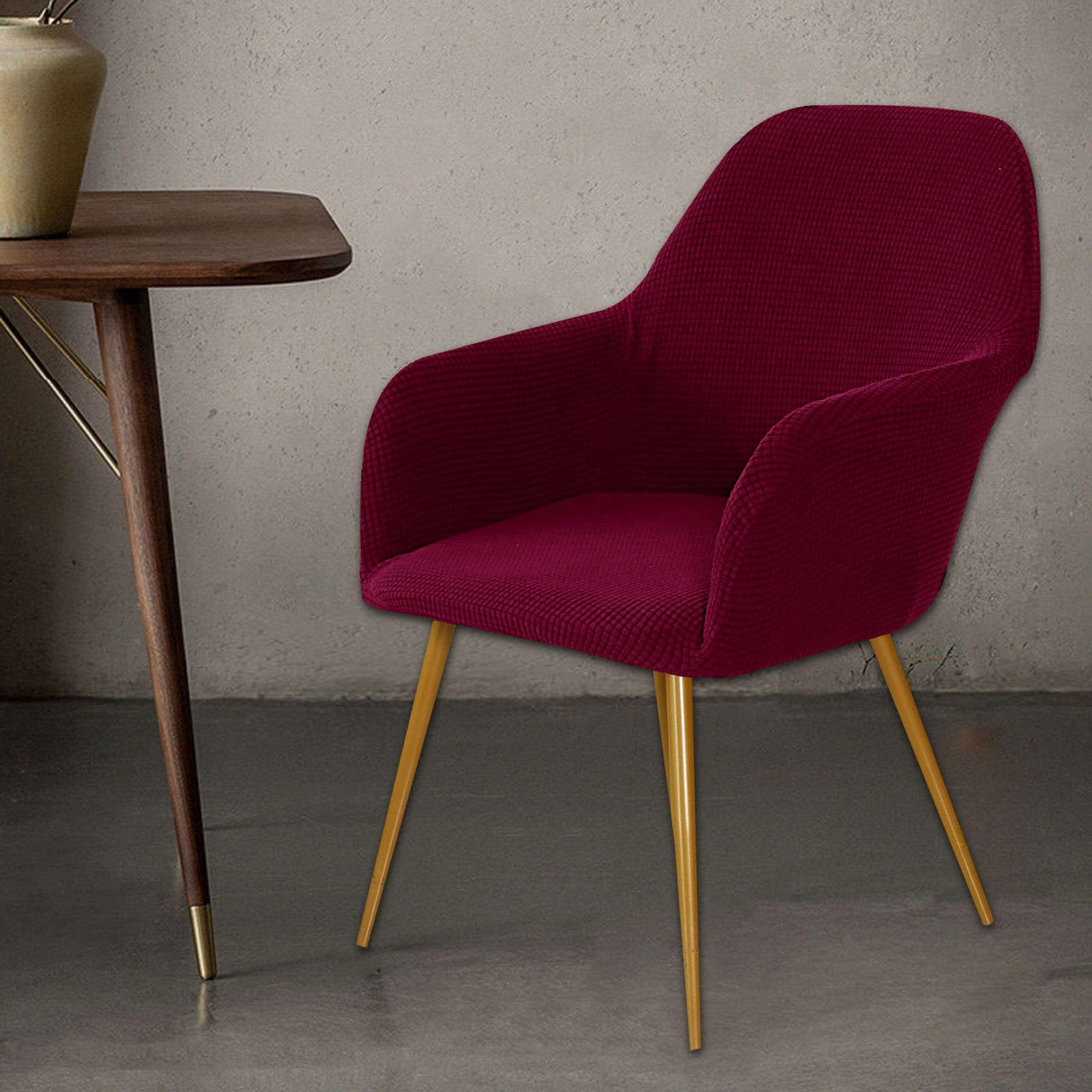 Fondo per Silla de Comedor con reposabrazos Fundas Modernas per sillas con Respaldo Curvo extraíble Funda per Silla per Comedor (Vino Rosso 6 Pezzi)