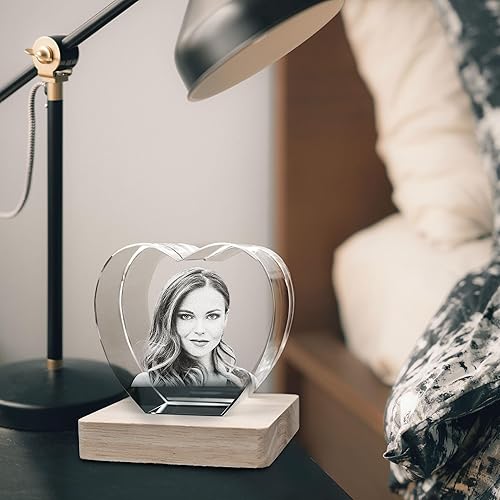 Miniatura 4 de 3D LovePix Foto de cristal 3D personalizada, base de luz multicolor y caja de regalo incluida, foto personalizada de cristal grabado con láser 3D