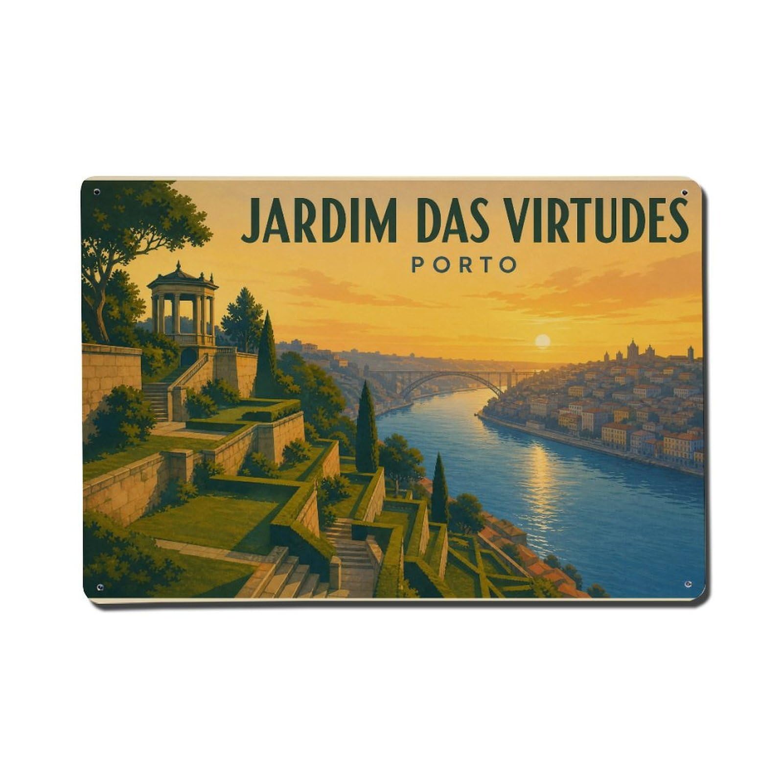Huiyhb 8X12inch(20X30cm) Vintage Travel Virtudes Garden Terraced Hillside Portugal Metal Tin Sign