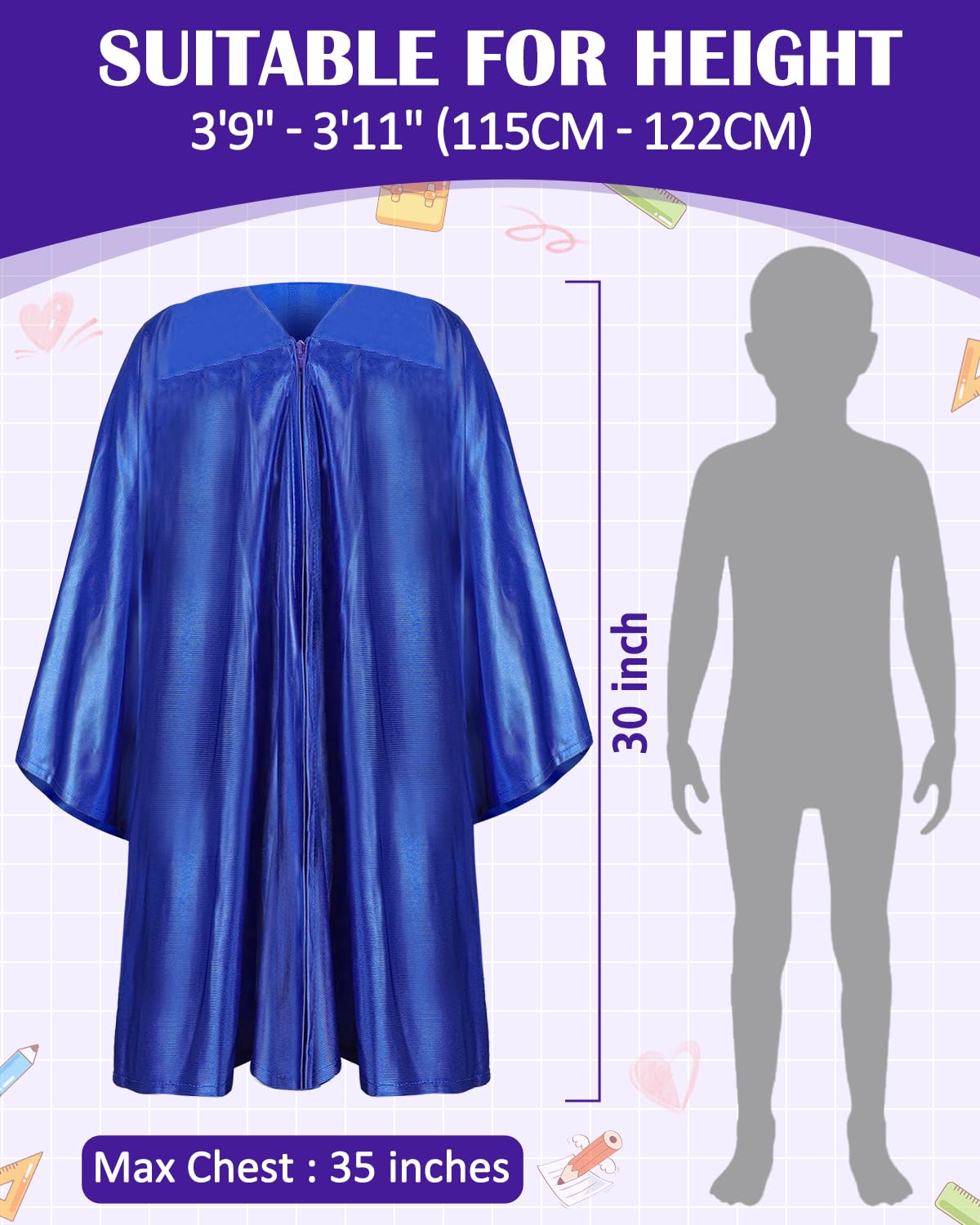 Snapklik.com : MQJJSM Shiny Kindergarten Graduation Gown And Cap Set