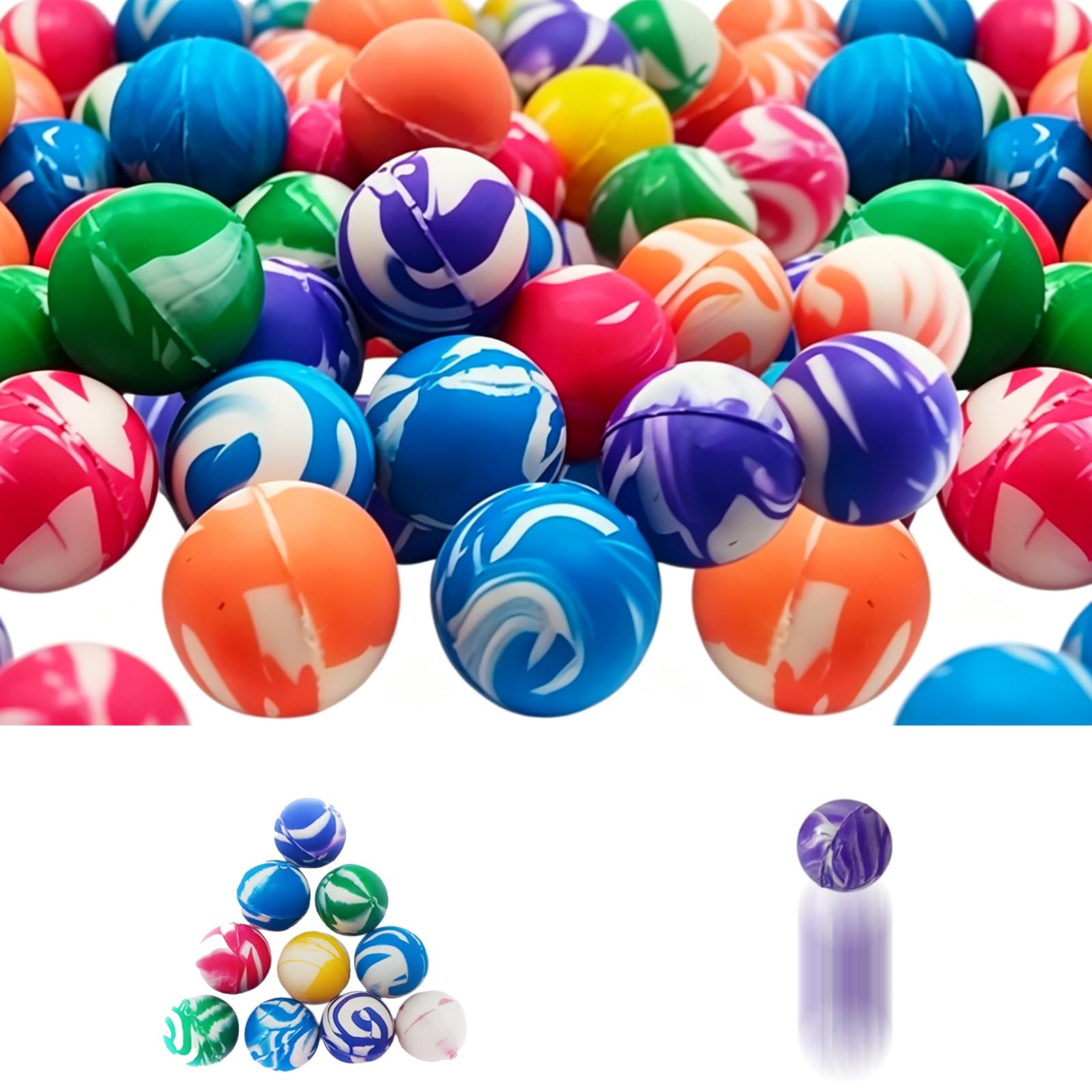 60Pcs Bouncy Balls, Assortment Of 25mm Small Bouncy Balls, Versatile For Party Events And Group Activities, High-Bounce Small Balls Rubber Spheres For Coordination Exercises And Festive Occasions