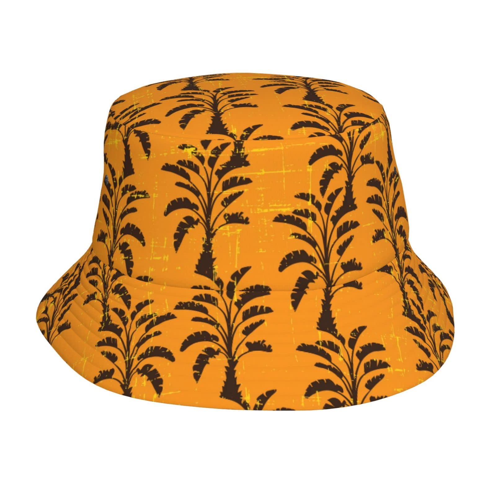 Ahdyr Orange Palm Trees Bucket Hats for Men Women Beach Travel Bucket Hat Summer Outdoor Packable Fisherman Sun Hat