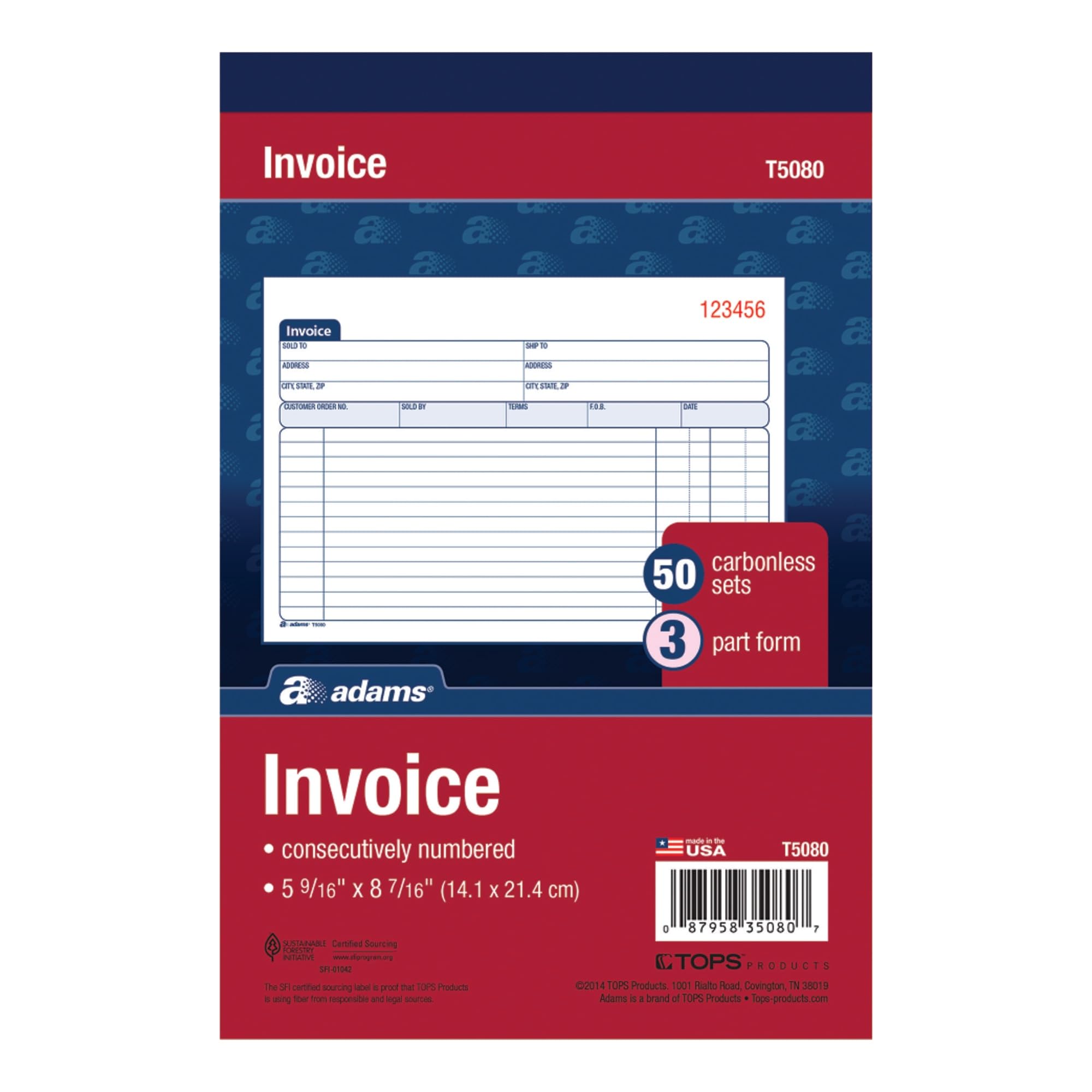 Amazon.com : Adams Invoice Book, 3-Part, Carbonless, 5-9/16 x 8-7/16 ...