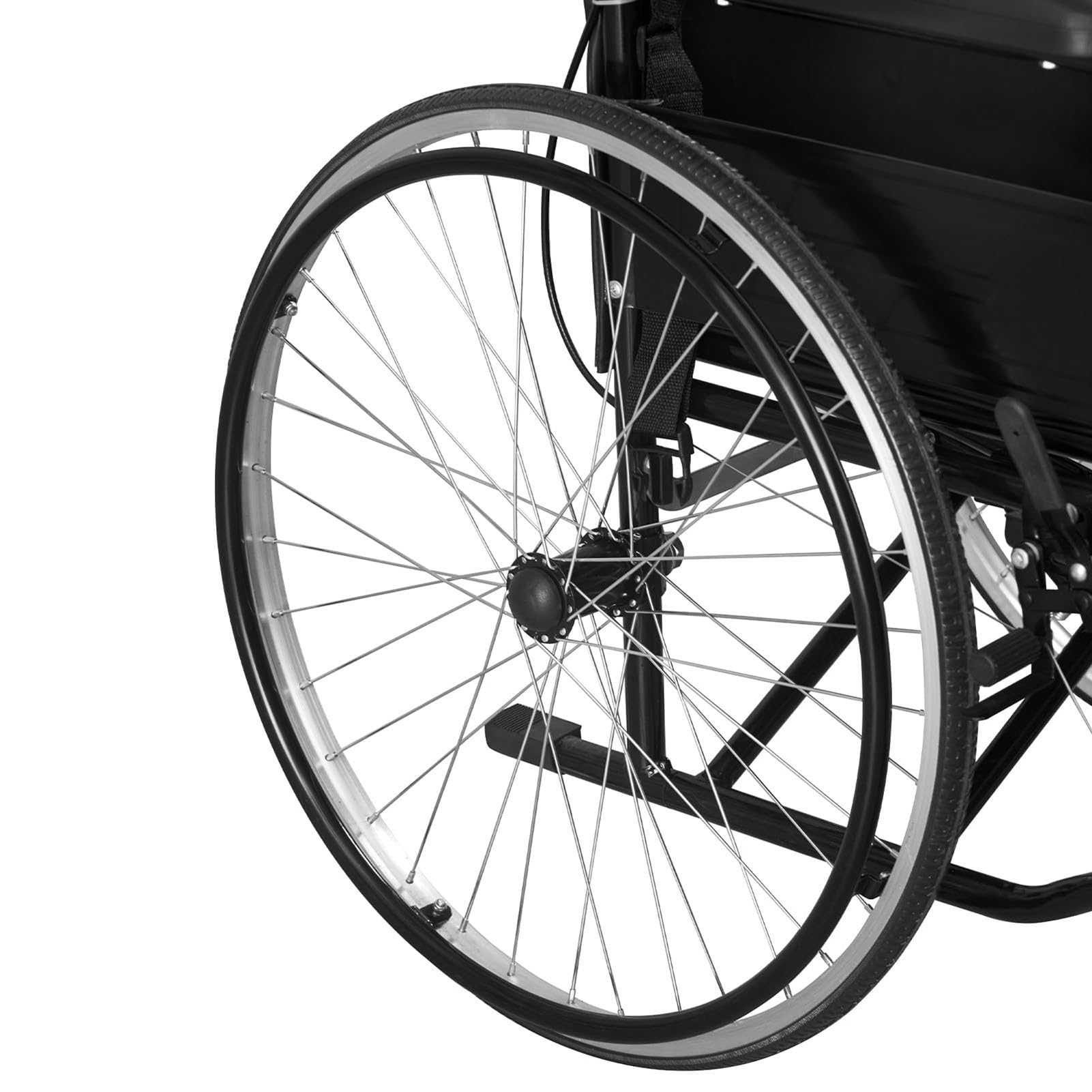 Leichte Rollstühle für Erwachsene, 24-Zoll-Rollstuhl mit weichem Sitz, Selbstfahrender Schwarzer Rollstuhl, Reise-Transitstuhl, Mobilitätsroller, Leichter Rollstuhl